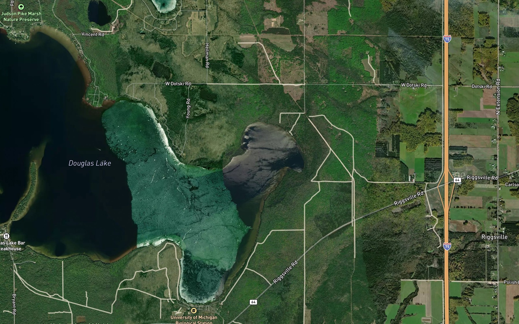 Satellite map of the North Fishtail Bay