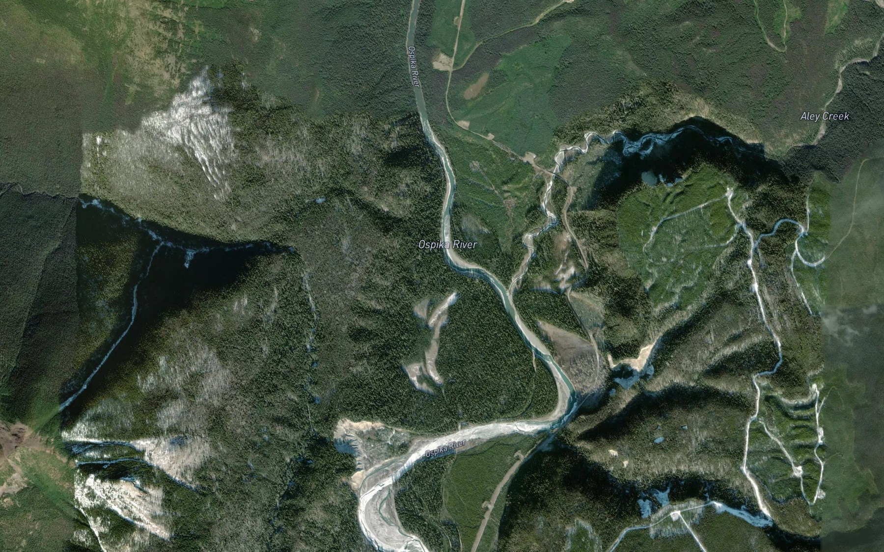 Satellite map of the Aley Creek