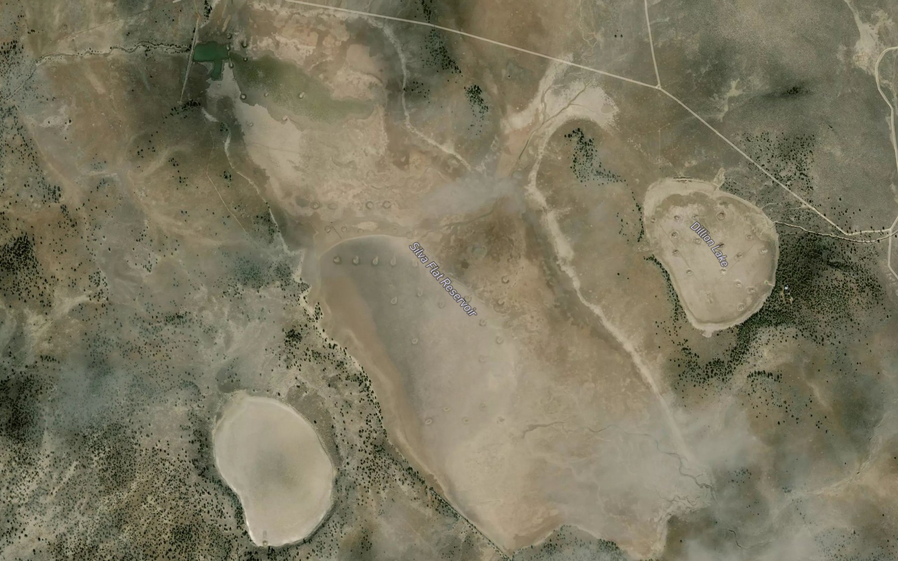 Satellite map of the Silva Flat Reservoir