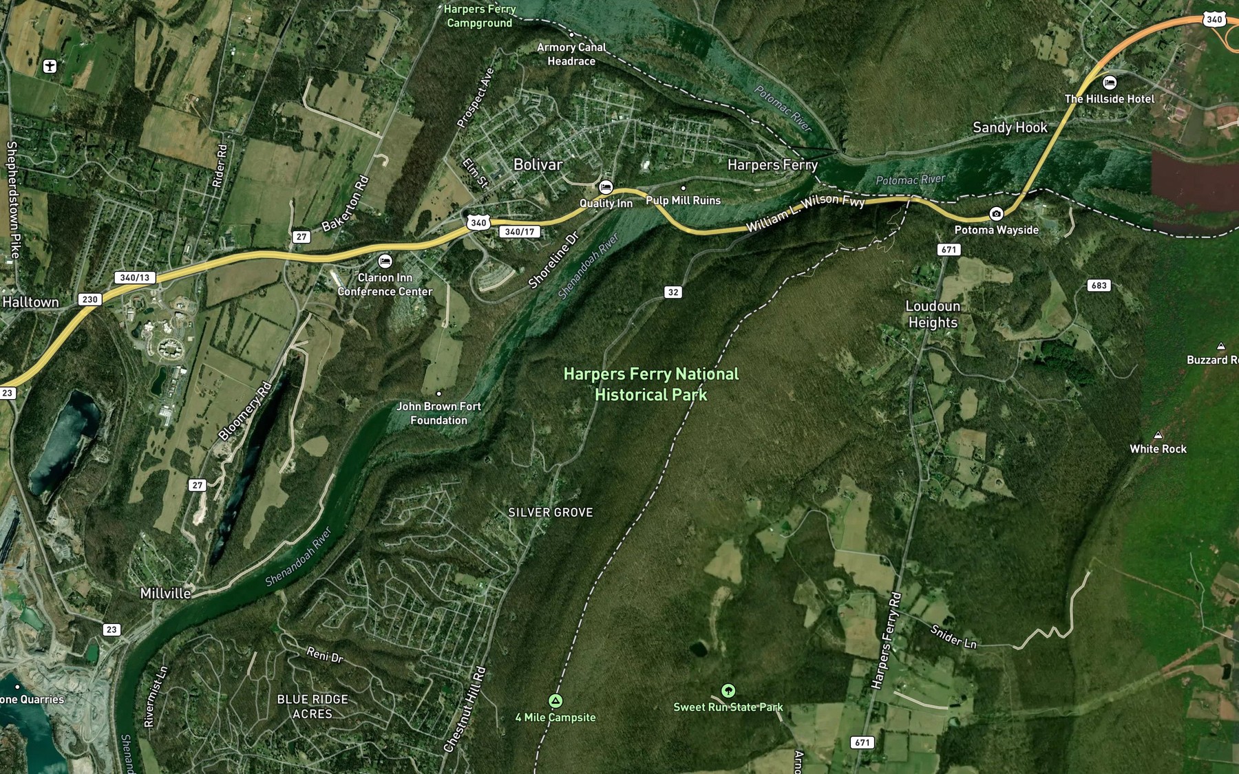Satellite map of the Warner Spring