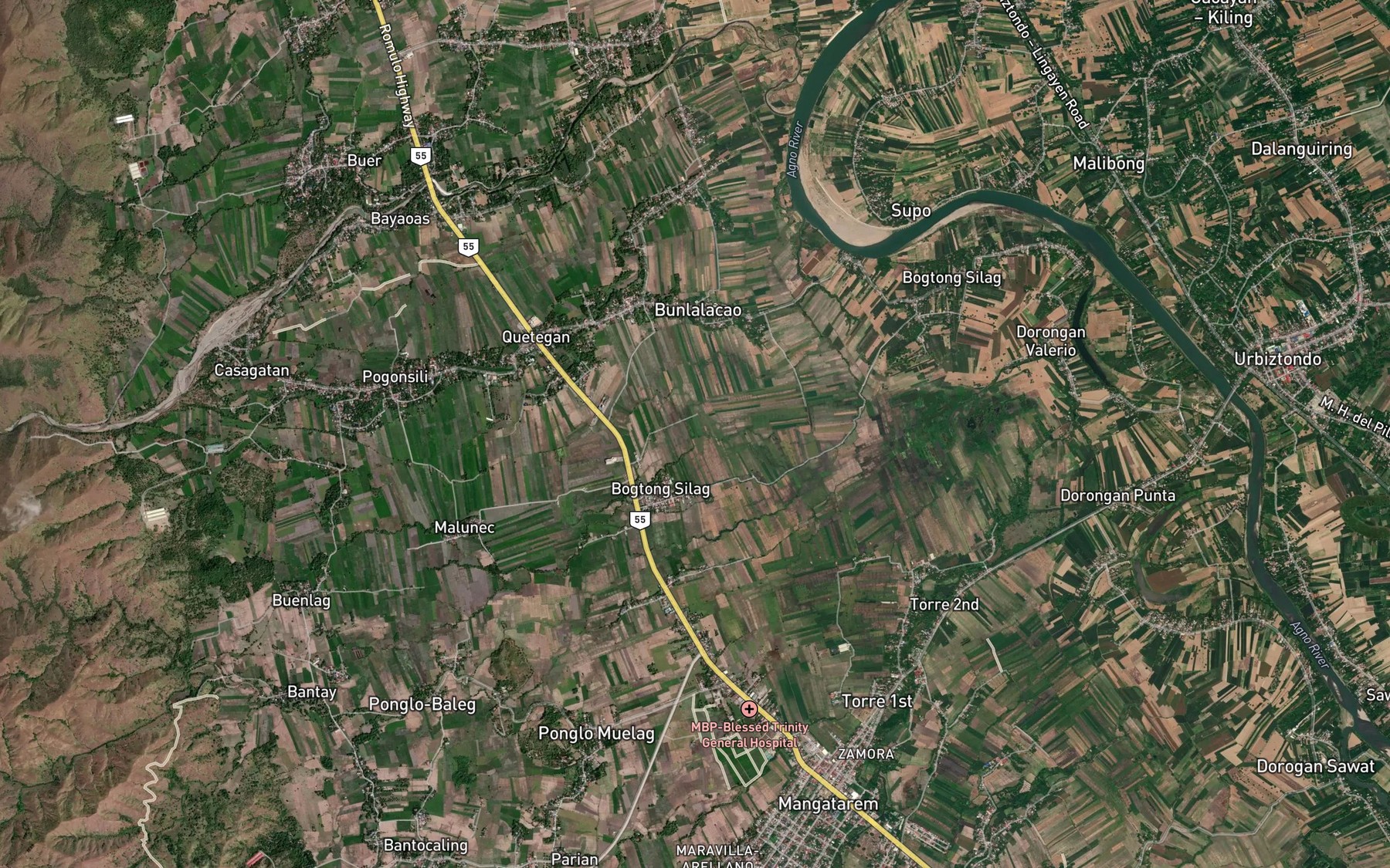 Satellite map of the Asin River