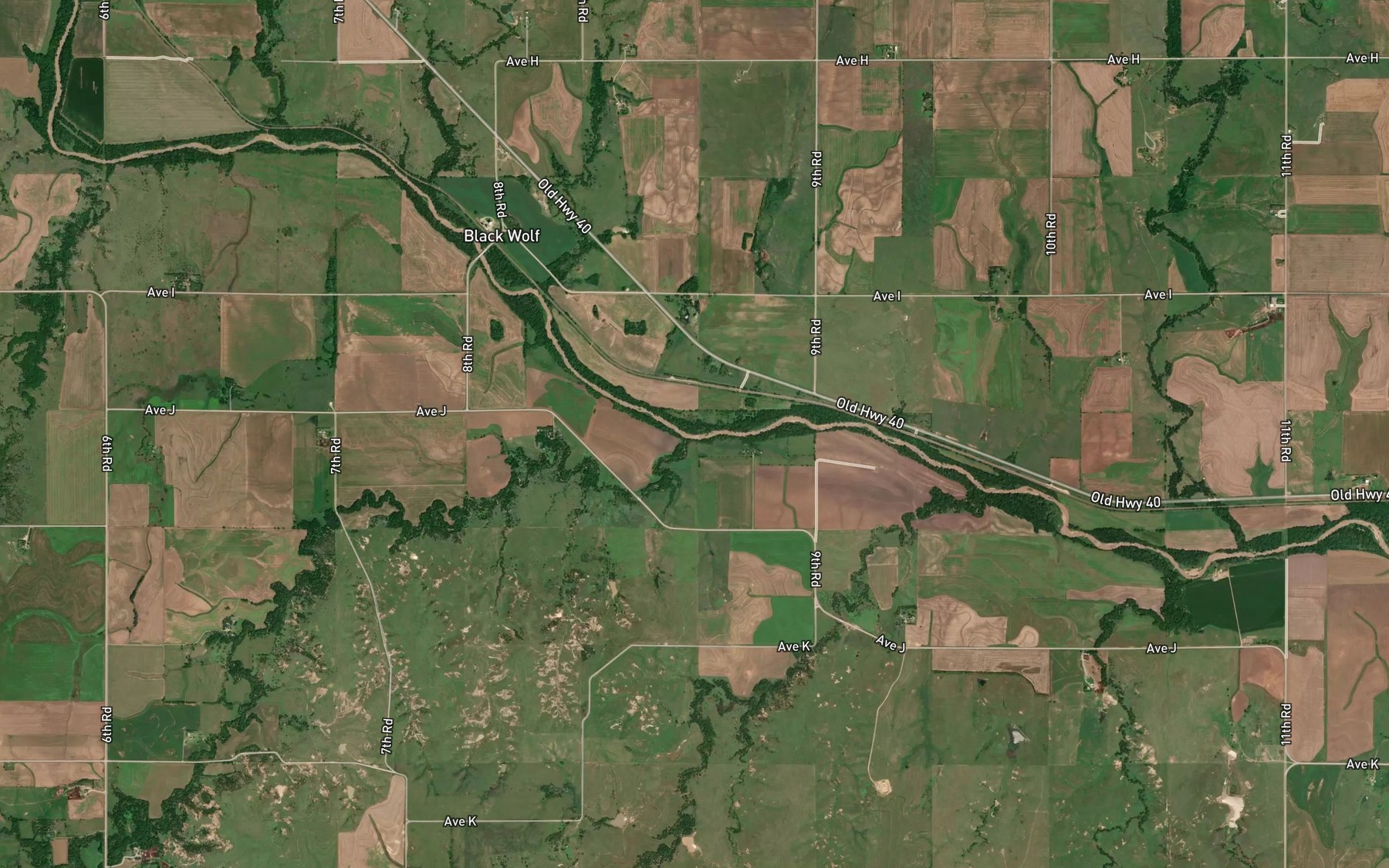 Satellite map of the Wolf Creek