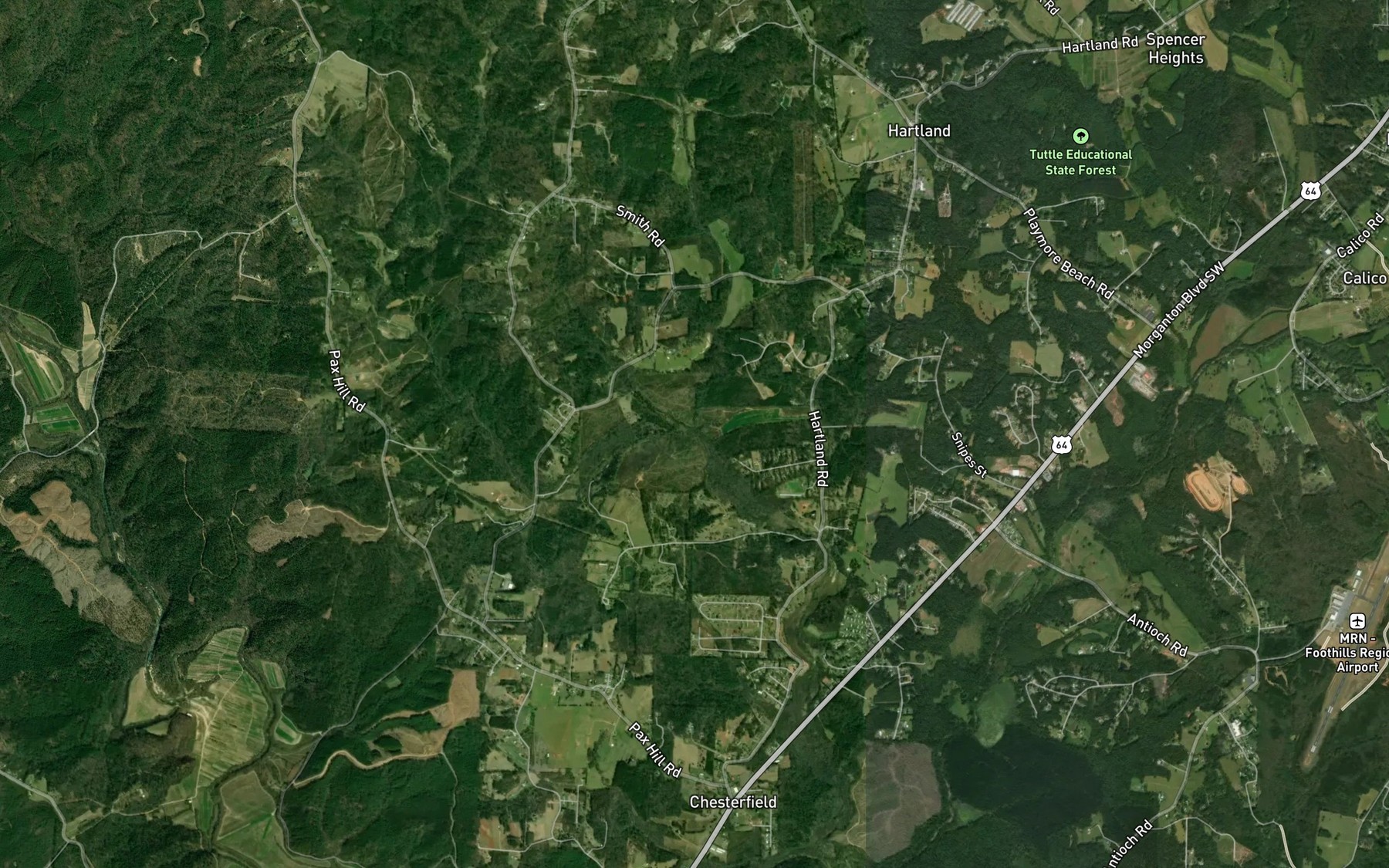 Satellite map of the White Mill Creek
