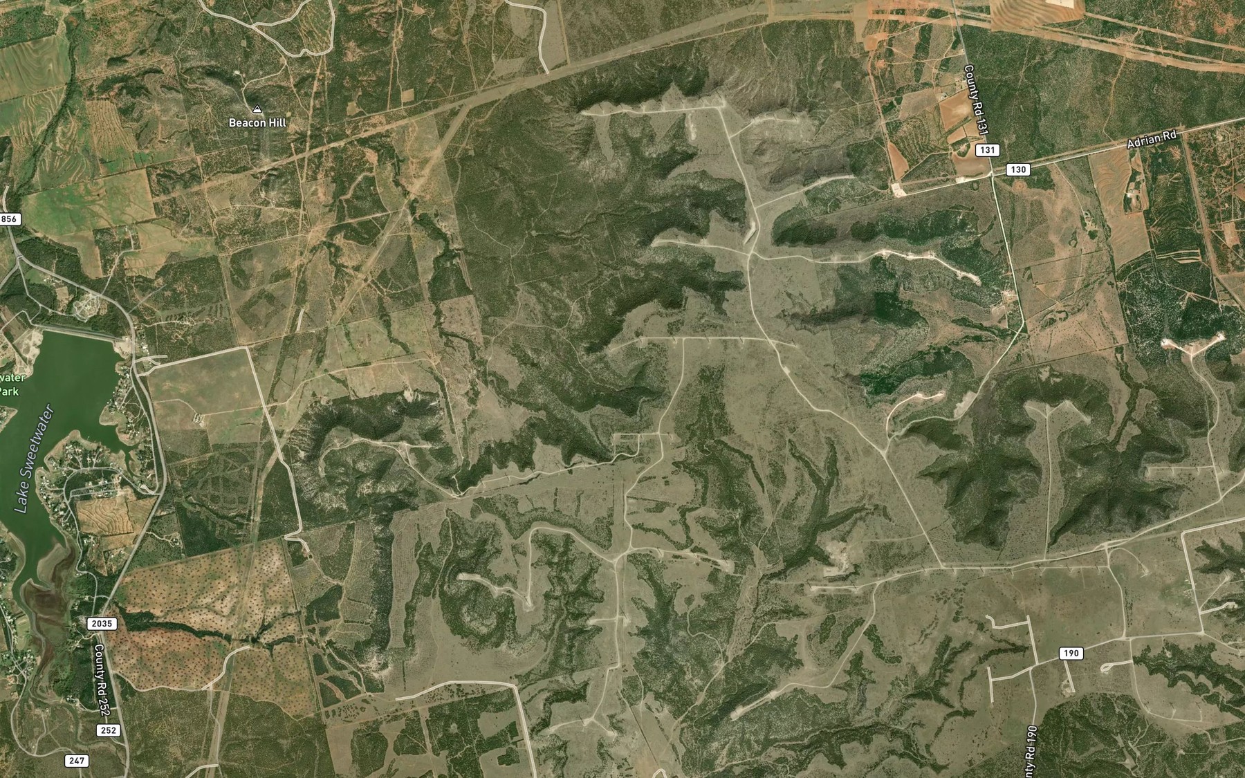 Satellite map of the Dug Spring