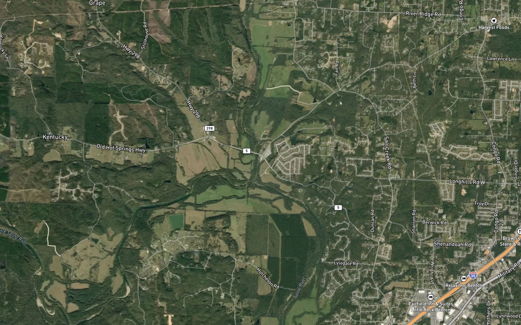 Satellite map of the Taylor Creek