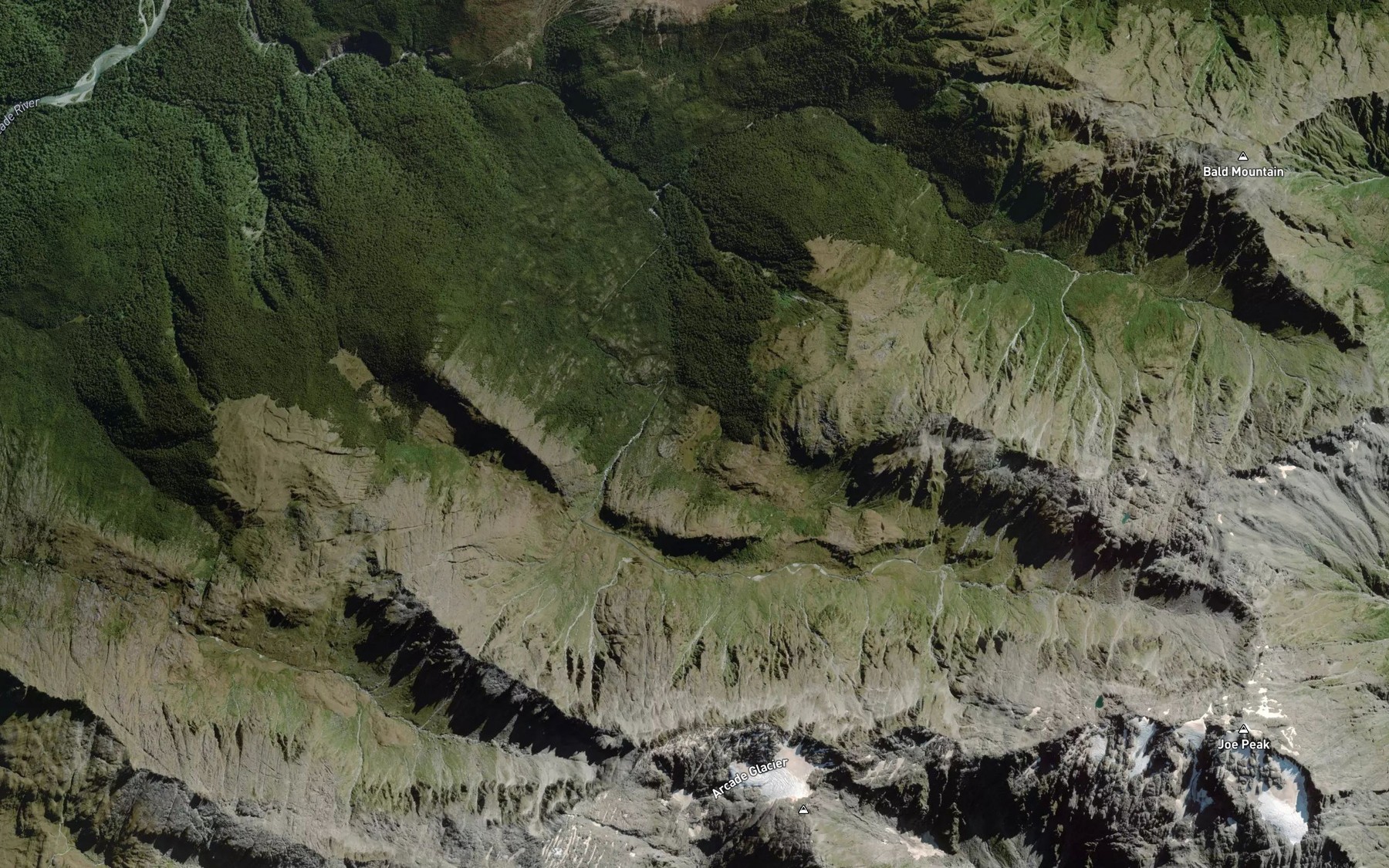 Satellite map of the Falls Creek