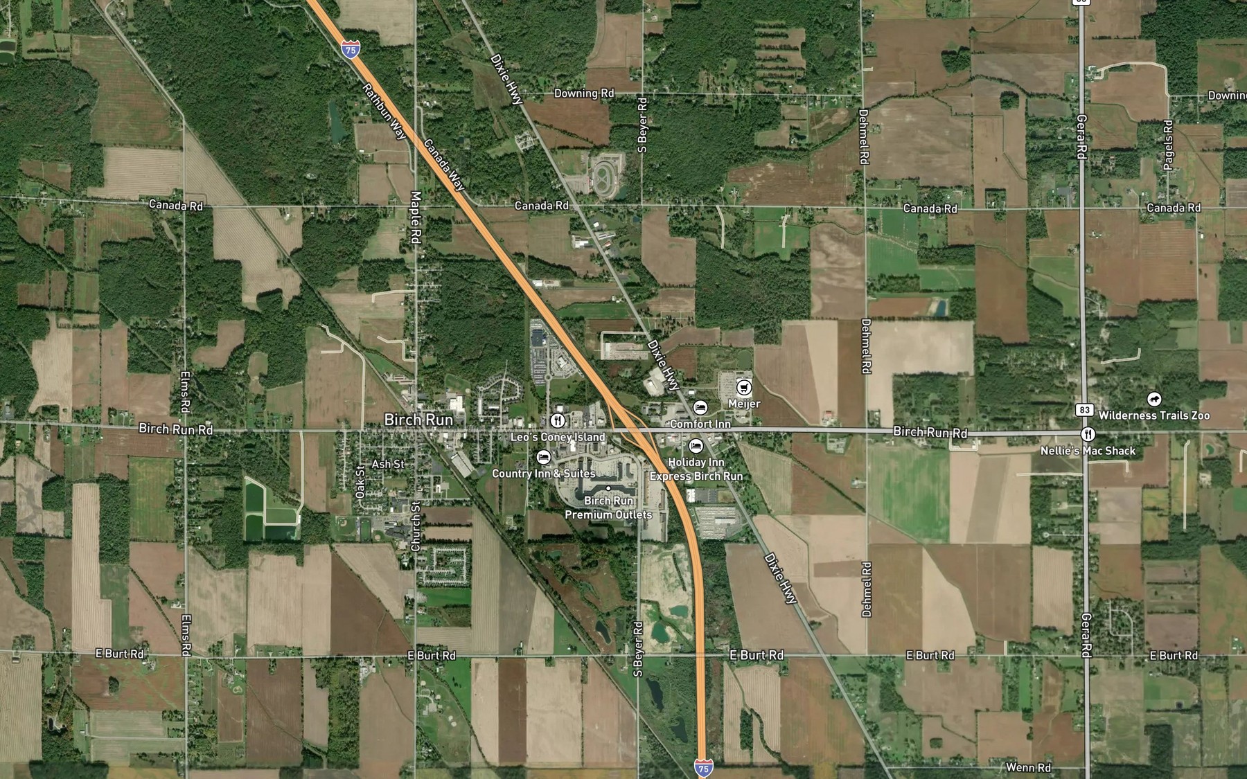 Satellite map of the Bogart Drain