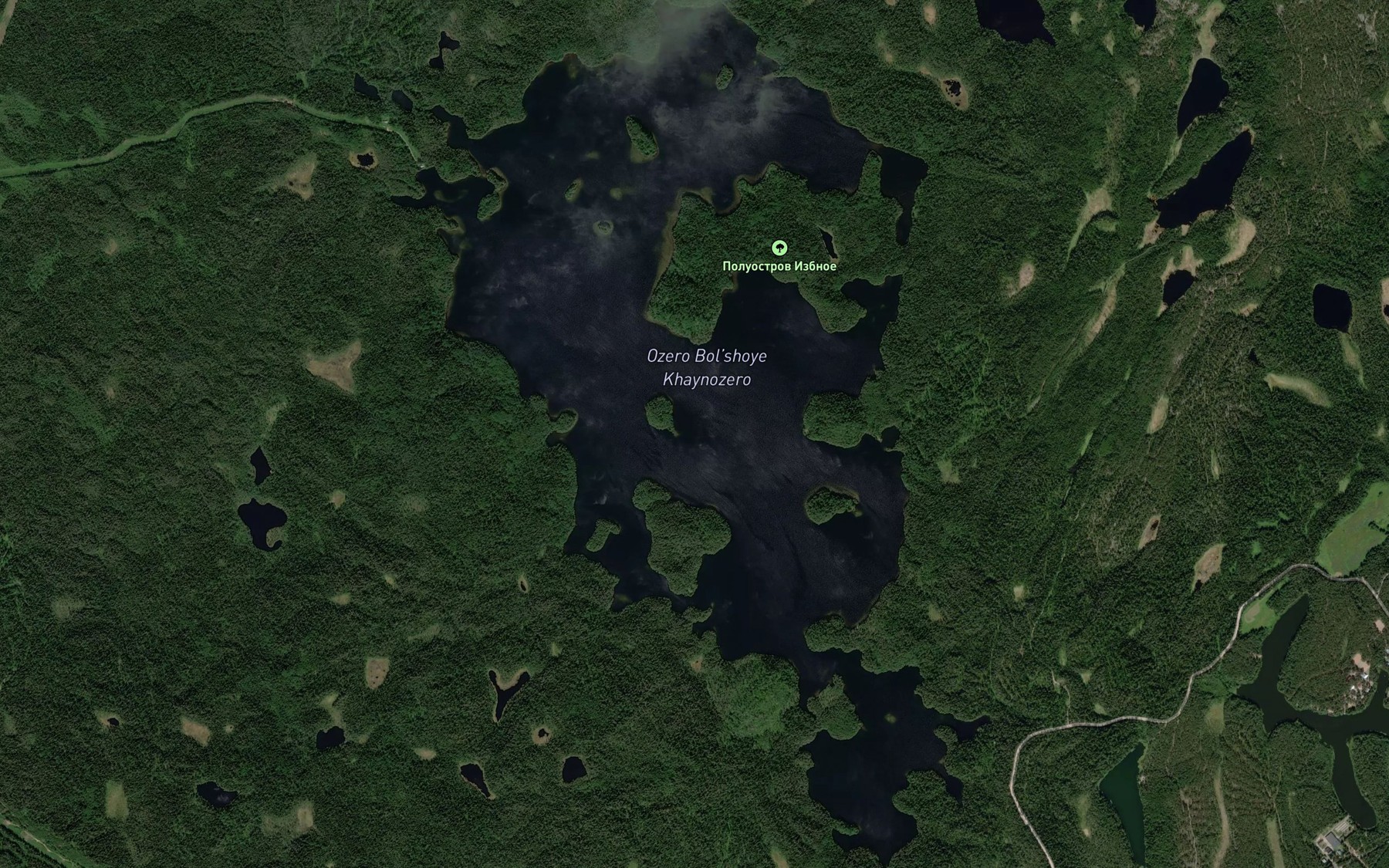 Satellite map of the Ozero Bol'shoye Khaynozero