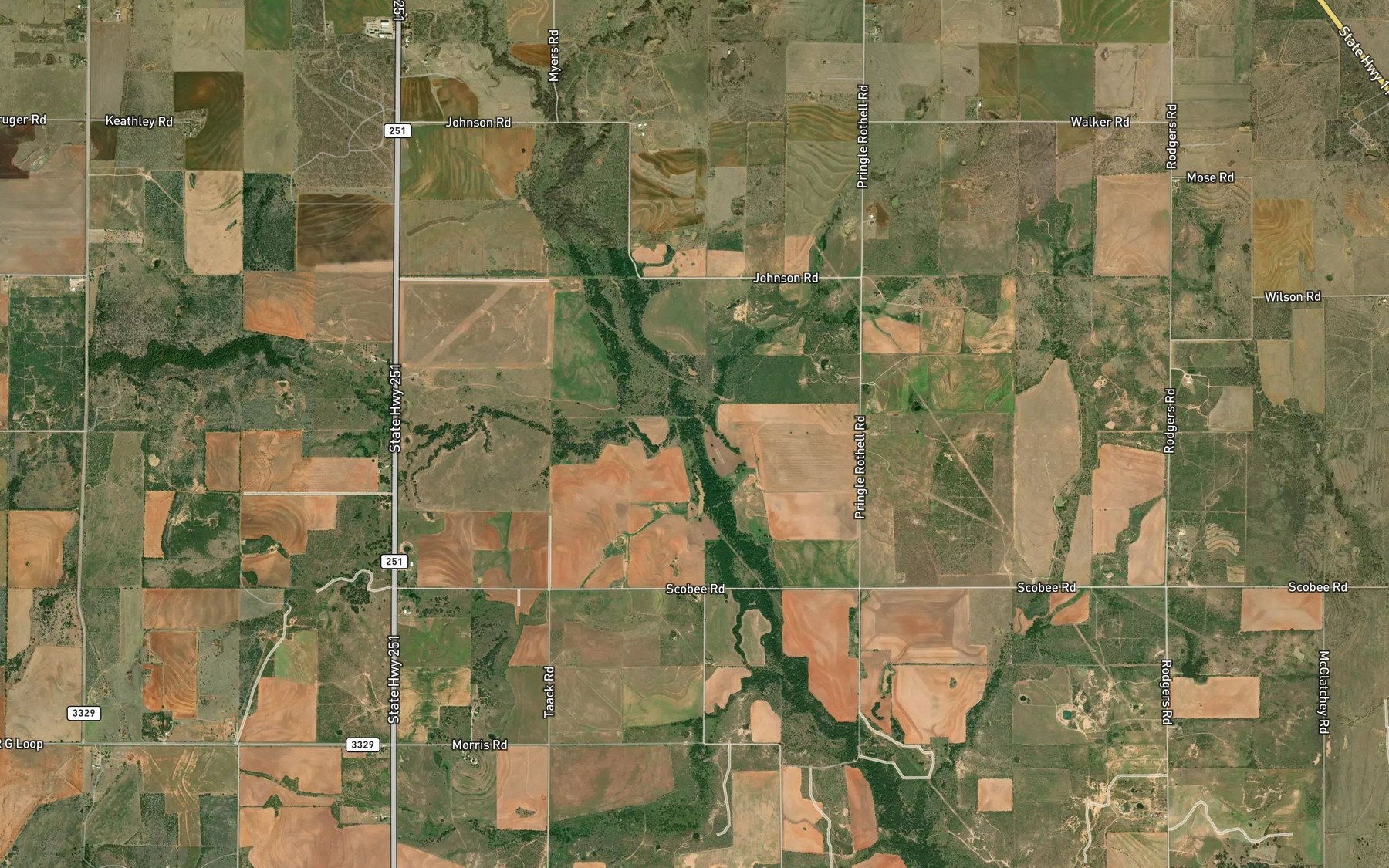 Satellite map of the Dry Creek