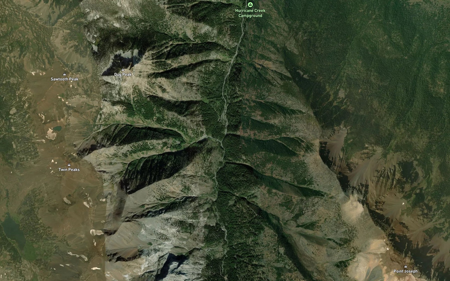 Satellite map of the Falls Creek