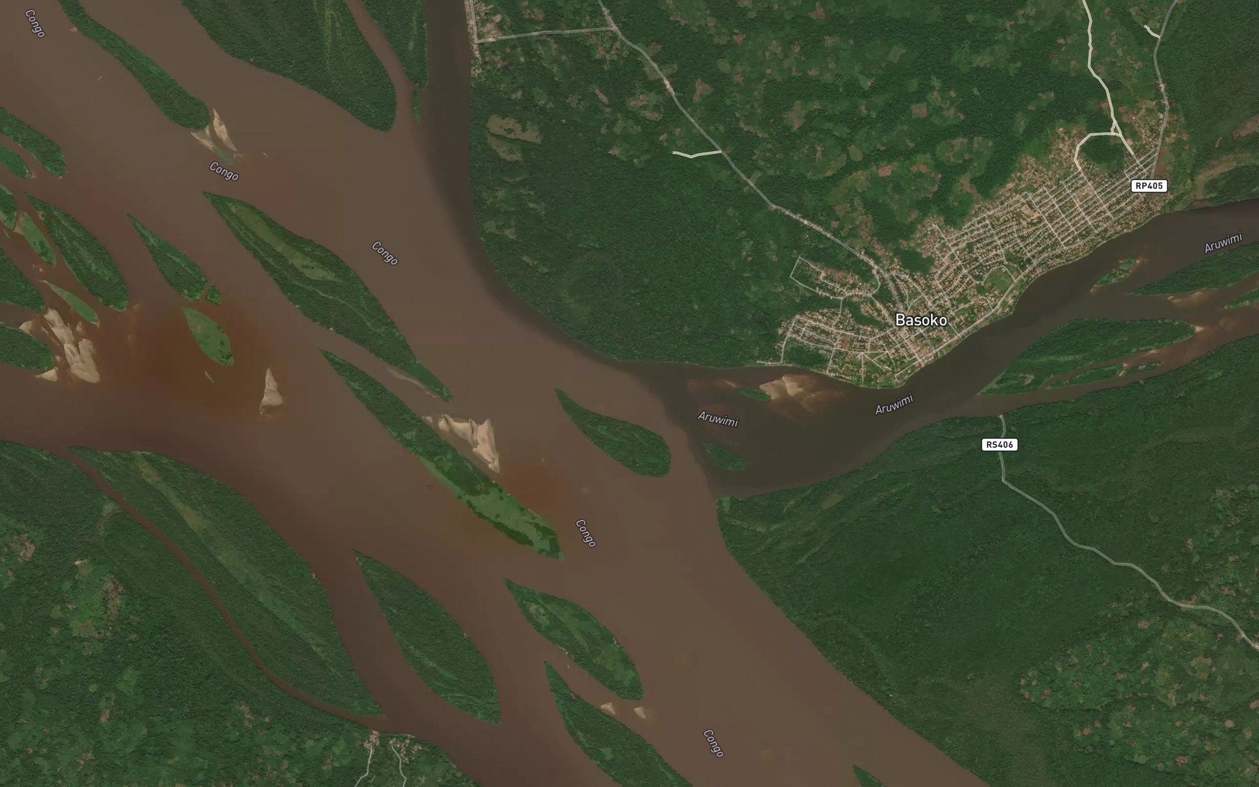 Satellite map of the Aruwimi