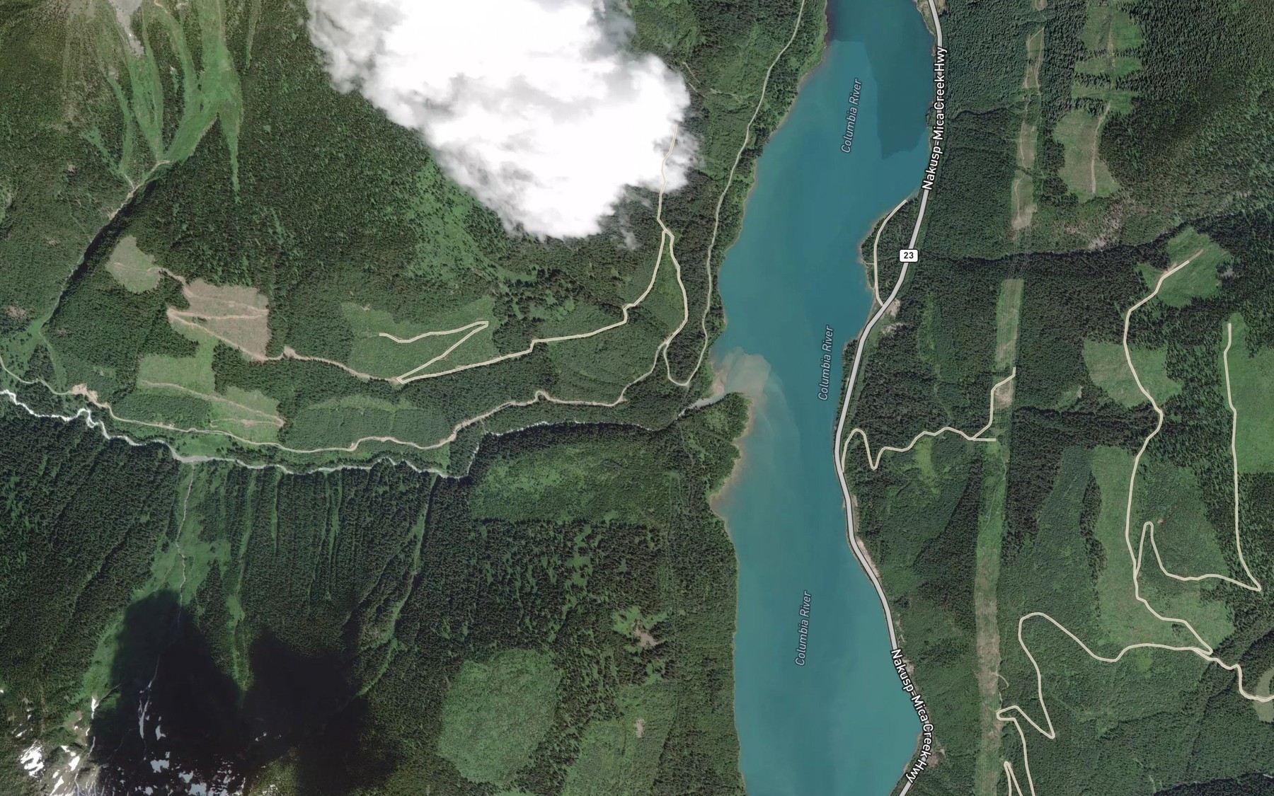 Satellite map of the Pat Creek