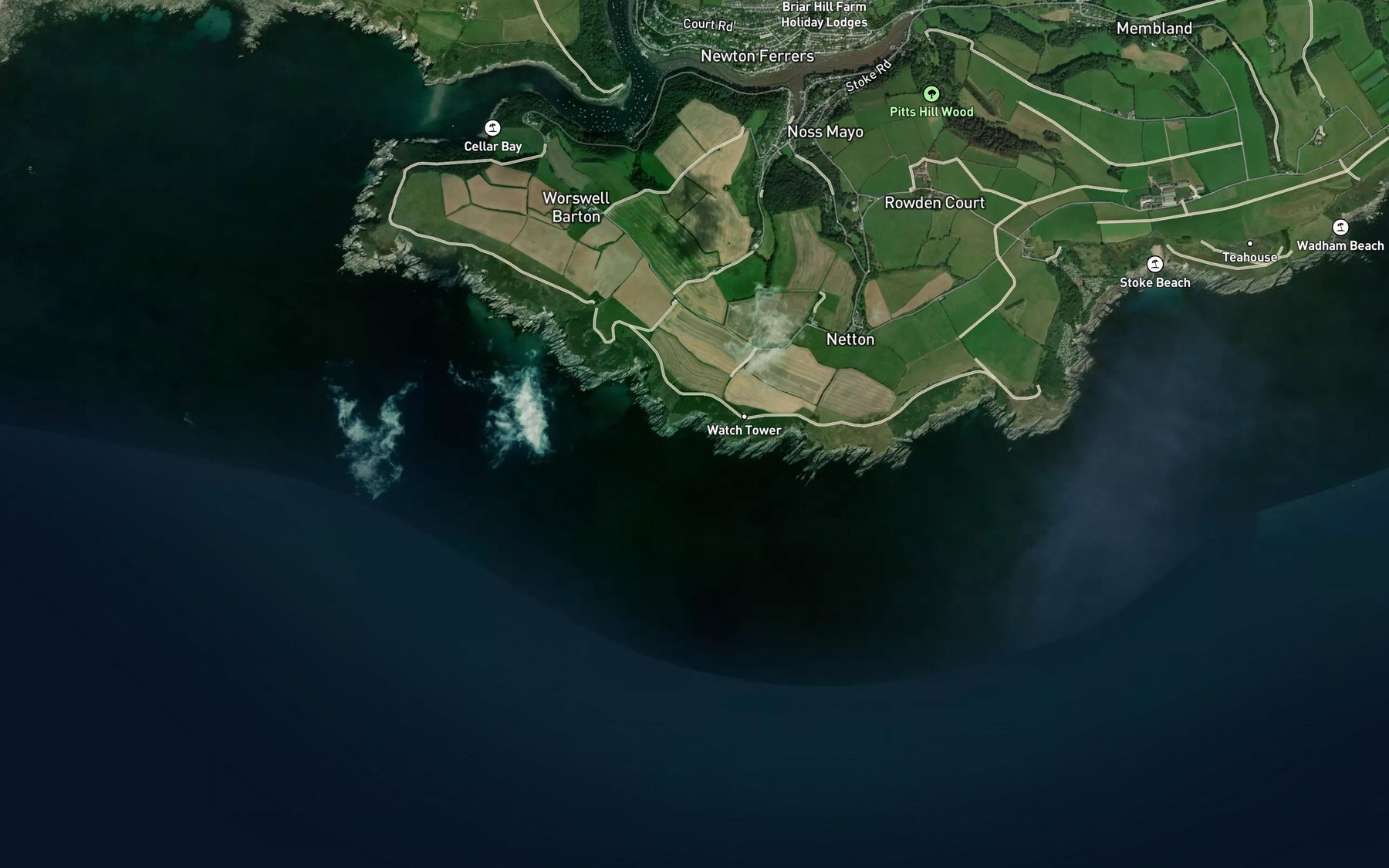 Satellite map of the Bridge Cove