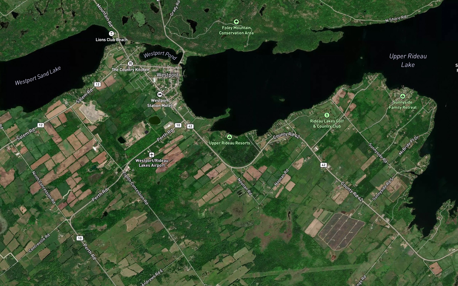 Satellite map of the Roes Bay
