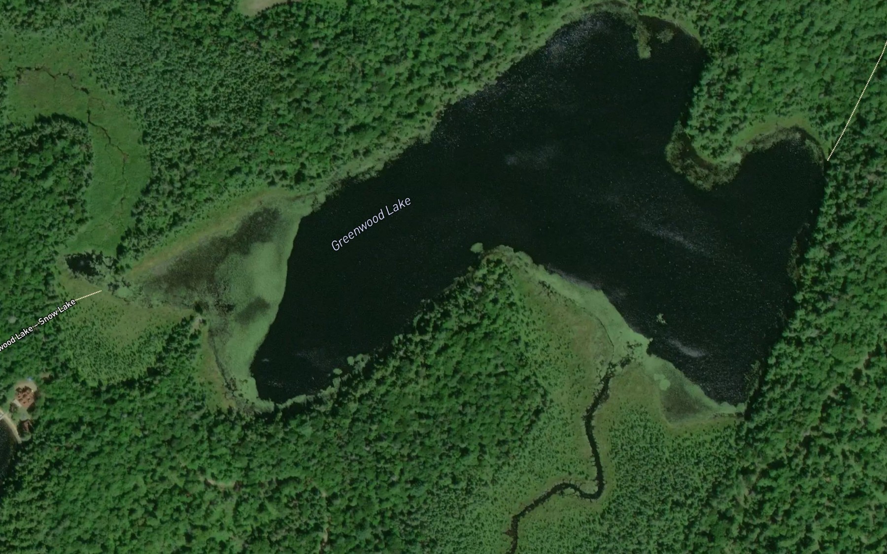 Satellite map of the Greenwood Lake