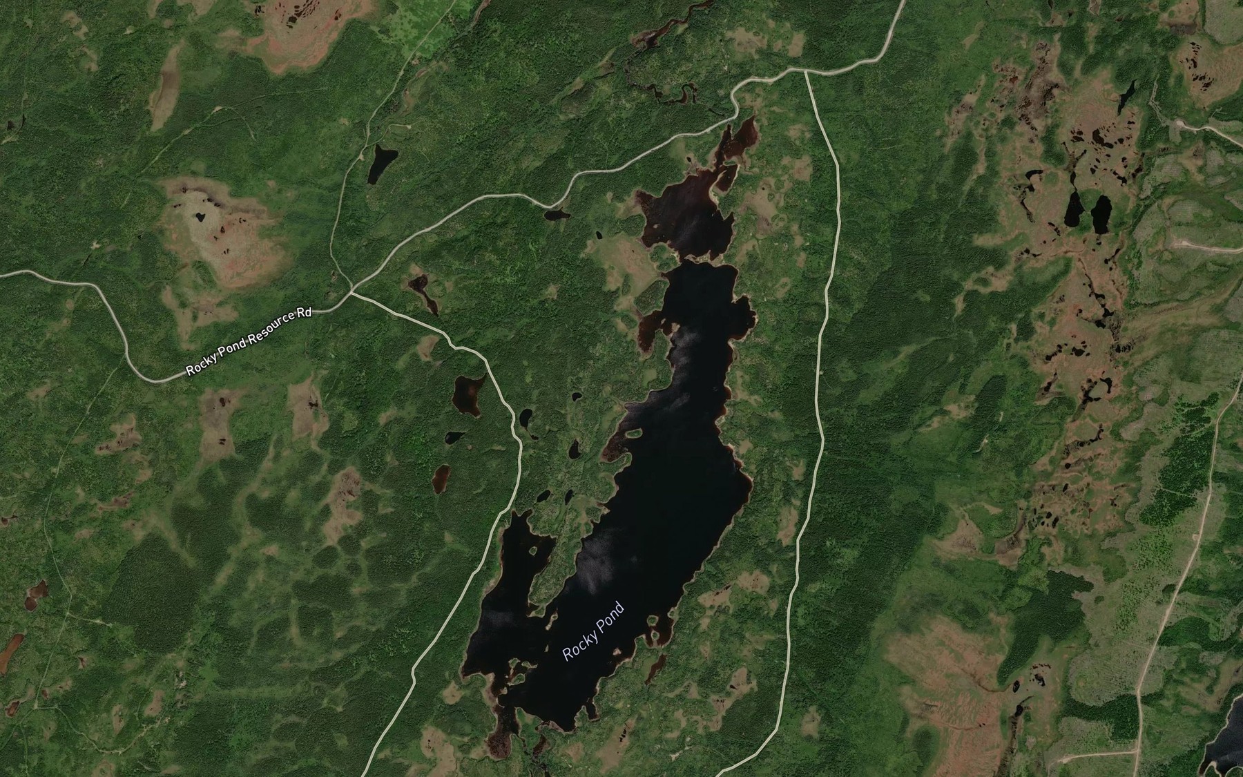 Satellite map of the Rocky Pond