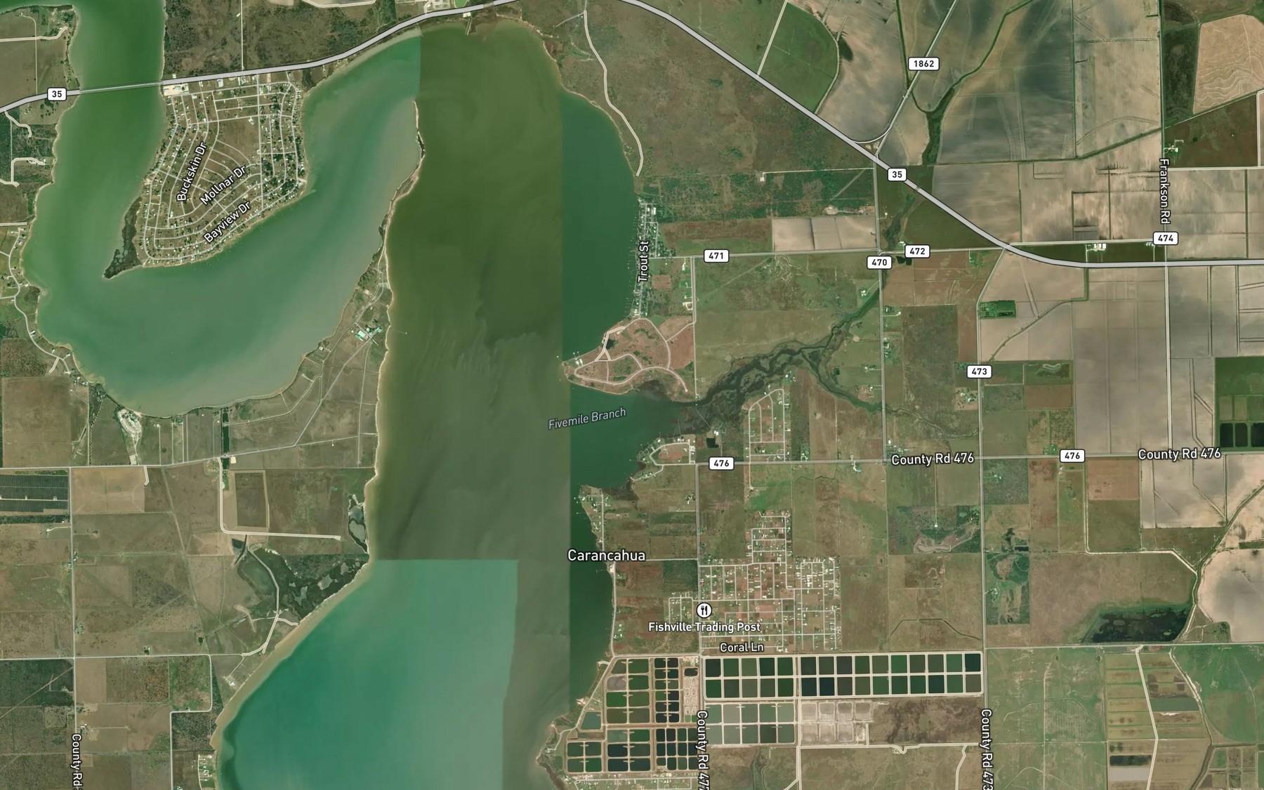Satellite map of the Fivemile Branch