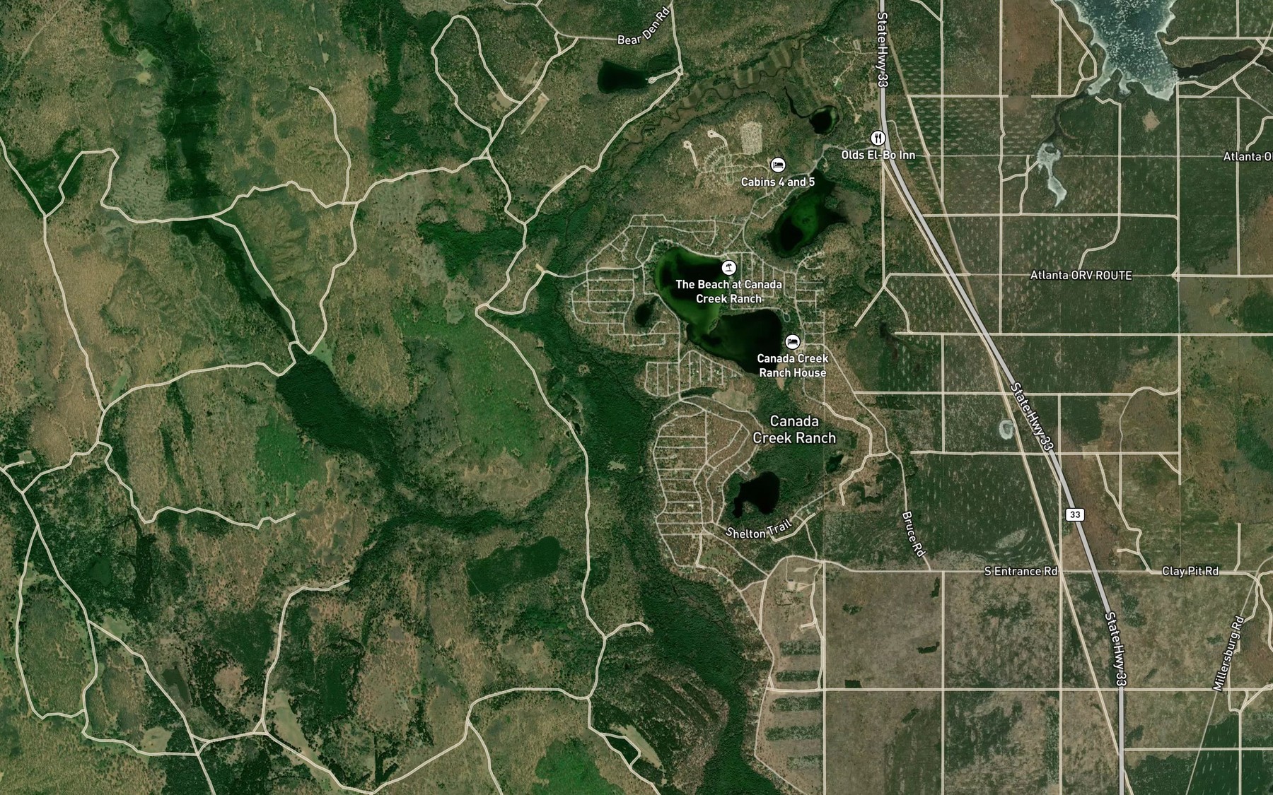 Satellite map of the Montague Creek