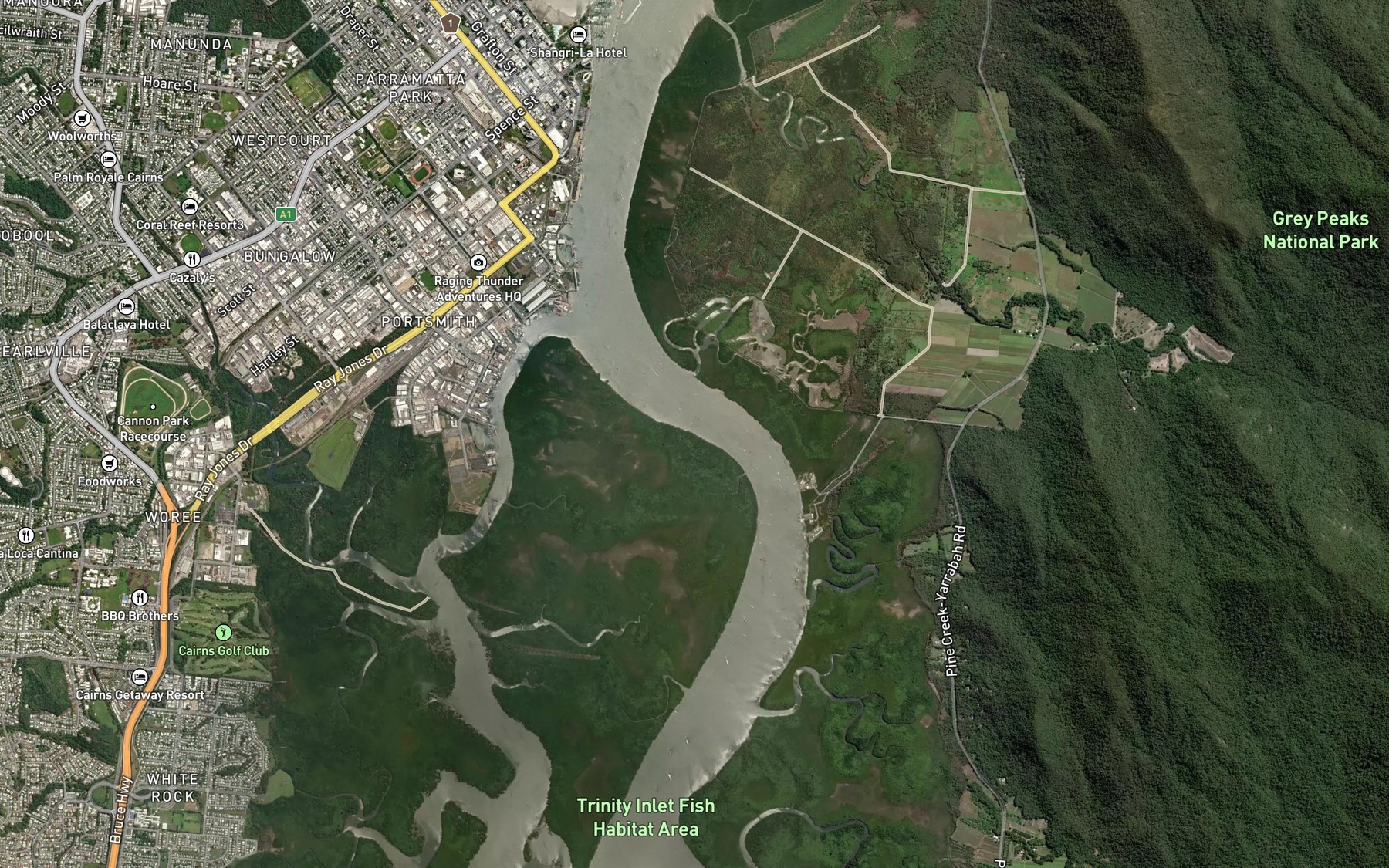 Satellite map of the Firewood Creek