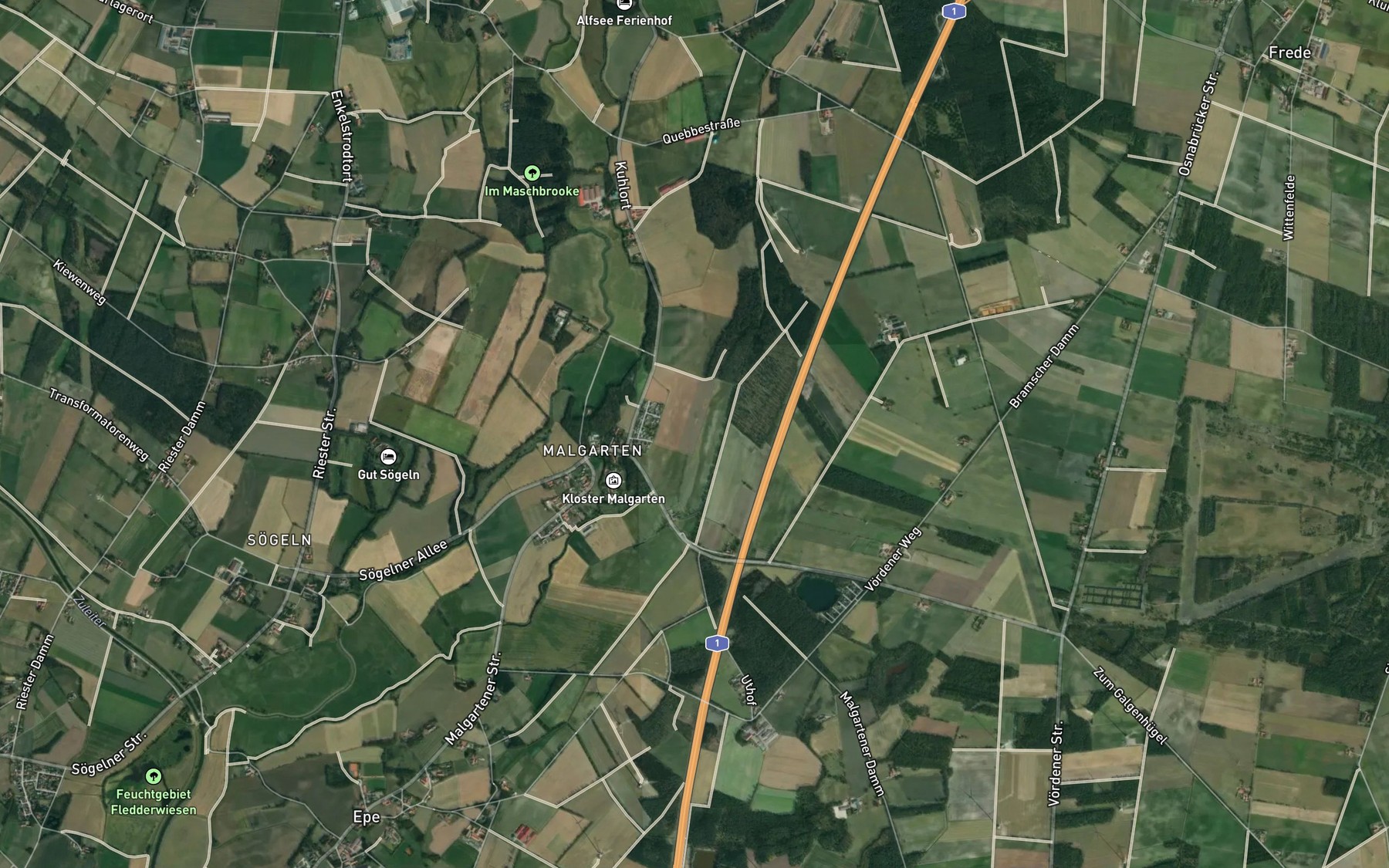 Satellite map of the Tiefe Hase