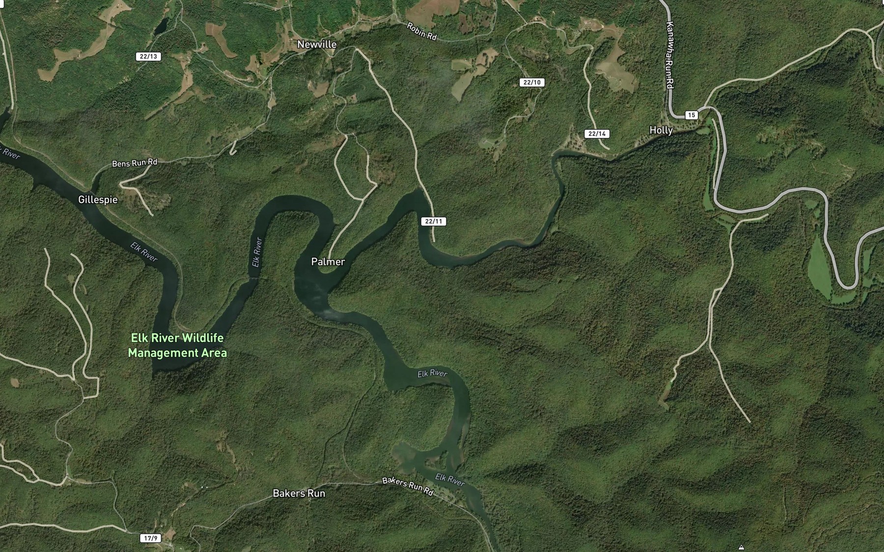 Satellite map of the Browns Run