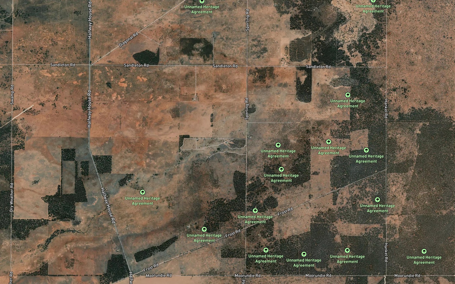 Satellite map of the Red Creek