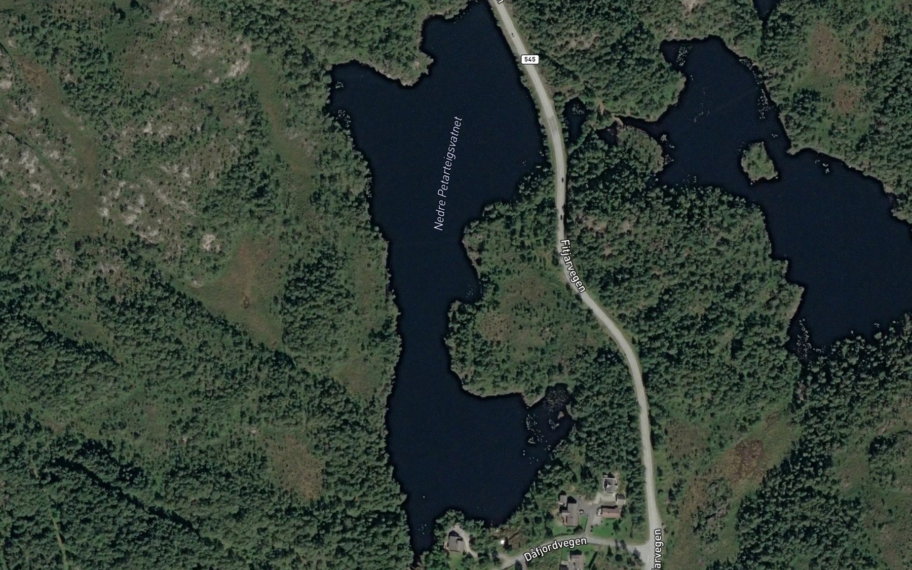 Satellite map of the Petarteigsvatnet,nedre