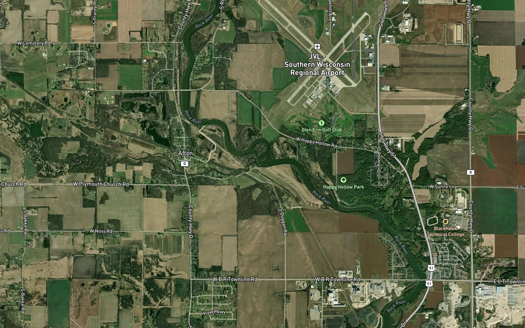 Satellite map of the Bass Creek