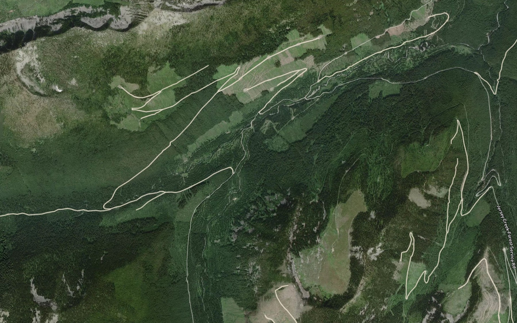 Satellite map of the Elmo Creek