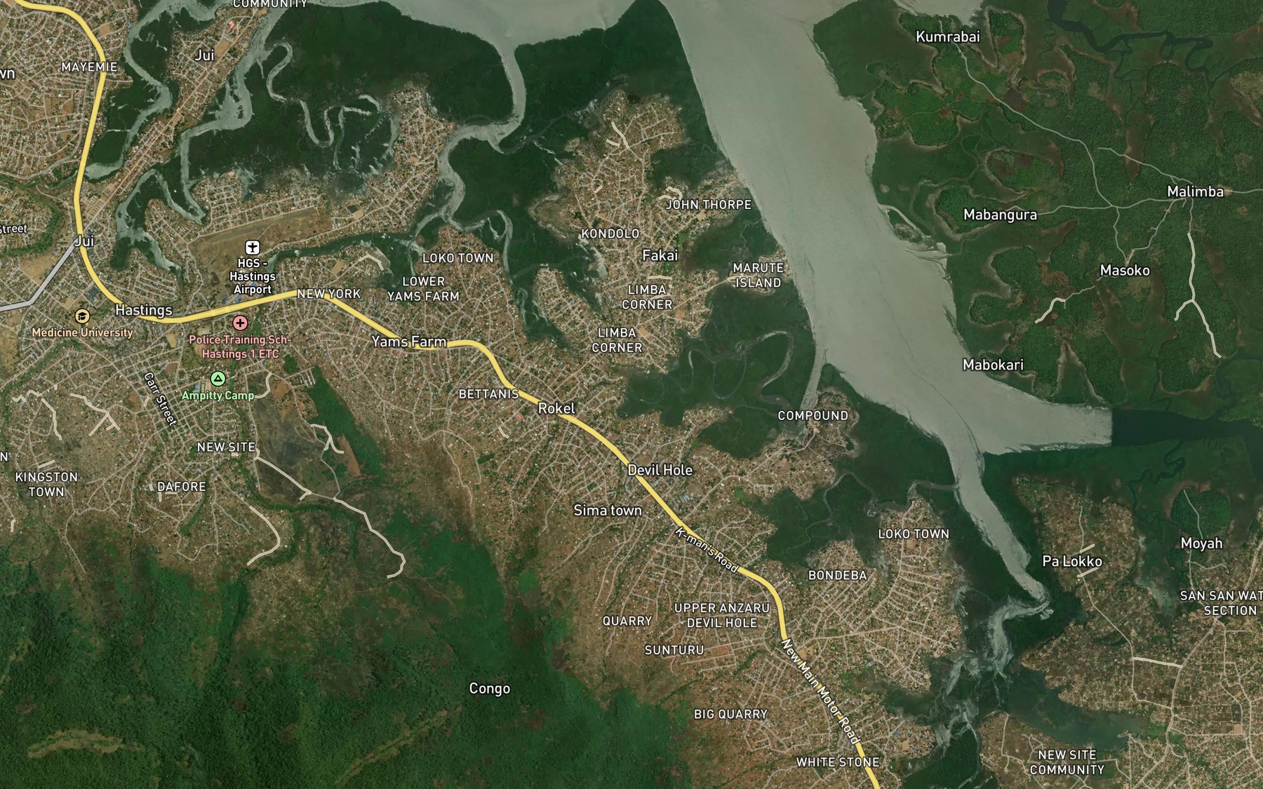 Satellite map of the Gladdon Brook