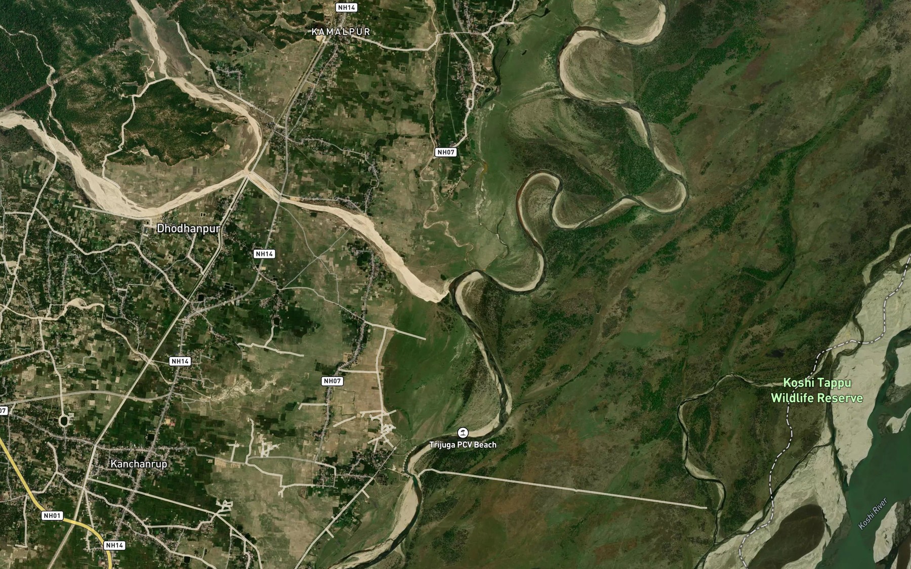 Satellite map of the Pauda Khola