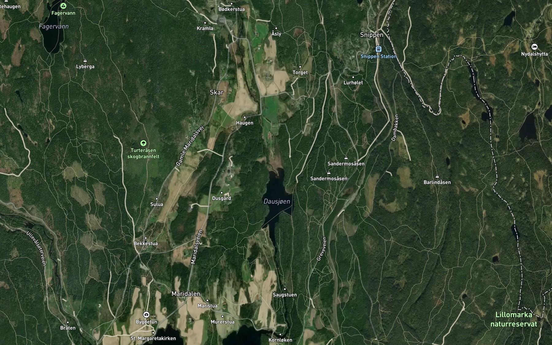 Satellite map of the Skarselva