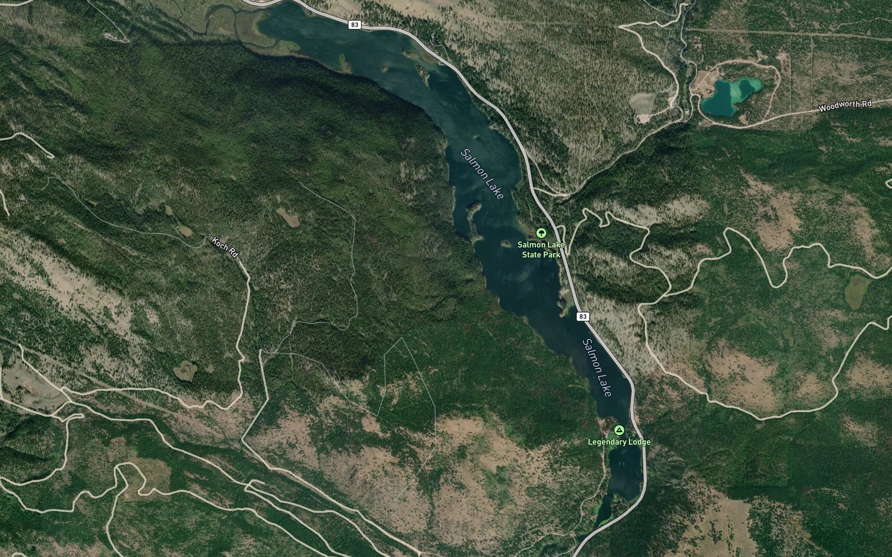 Satellite map of the Salmon Lake