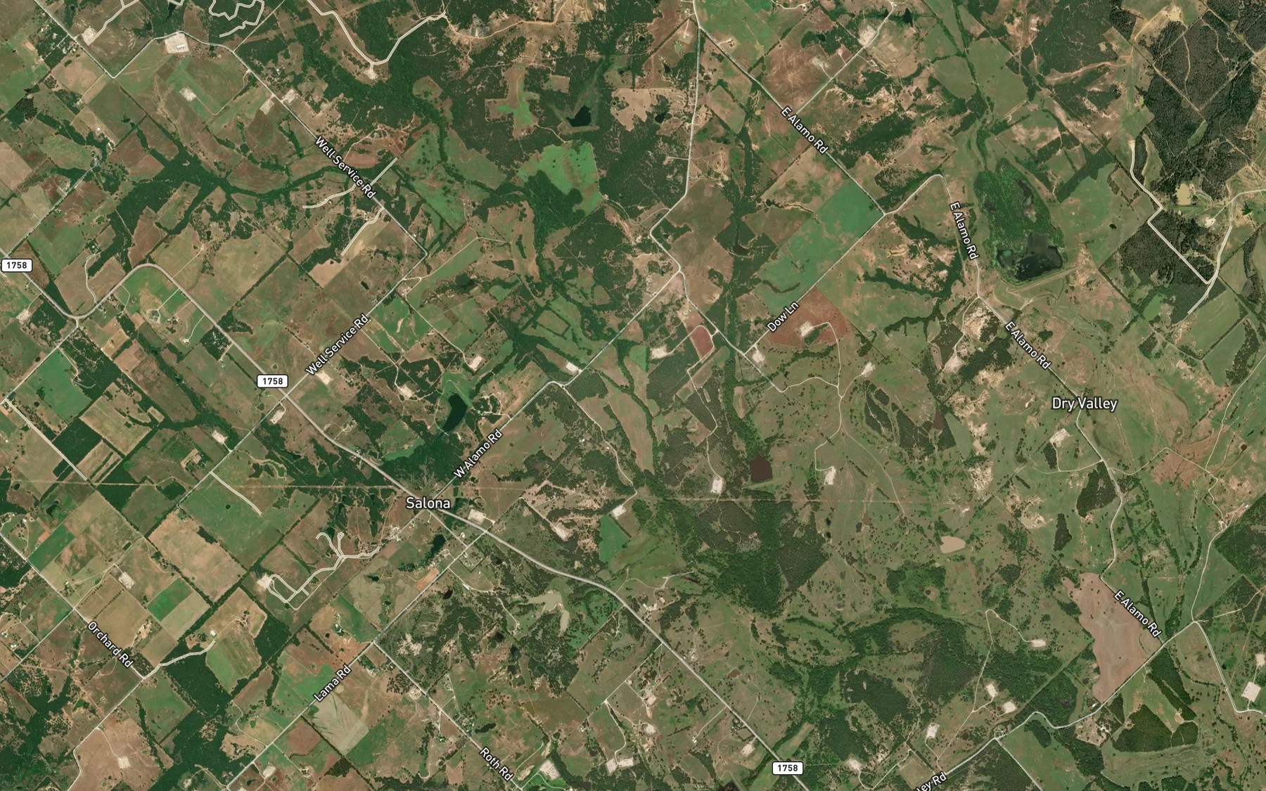 Satellite map of the Wells Branch