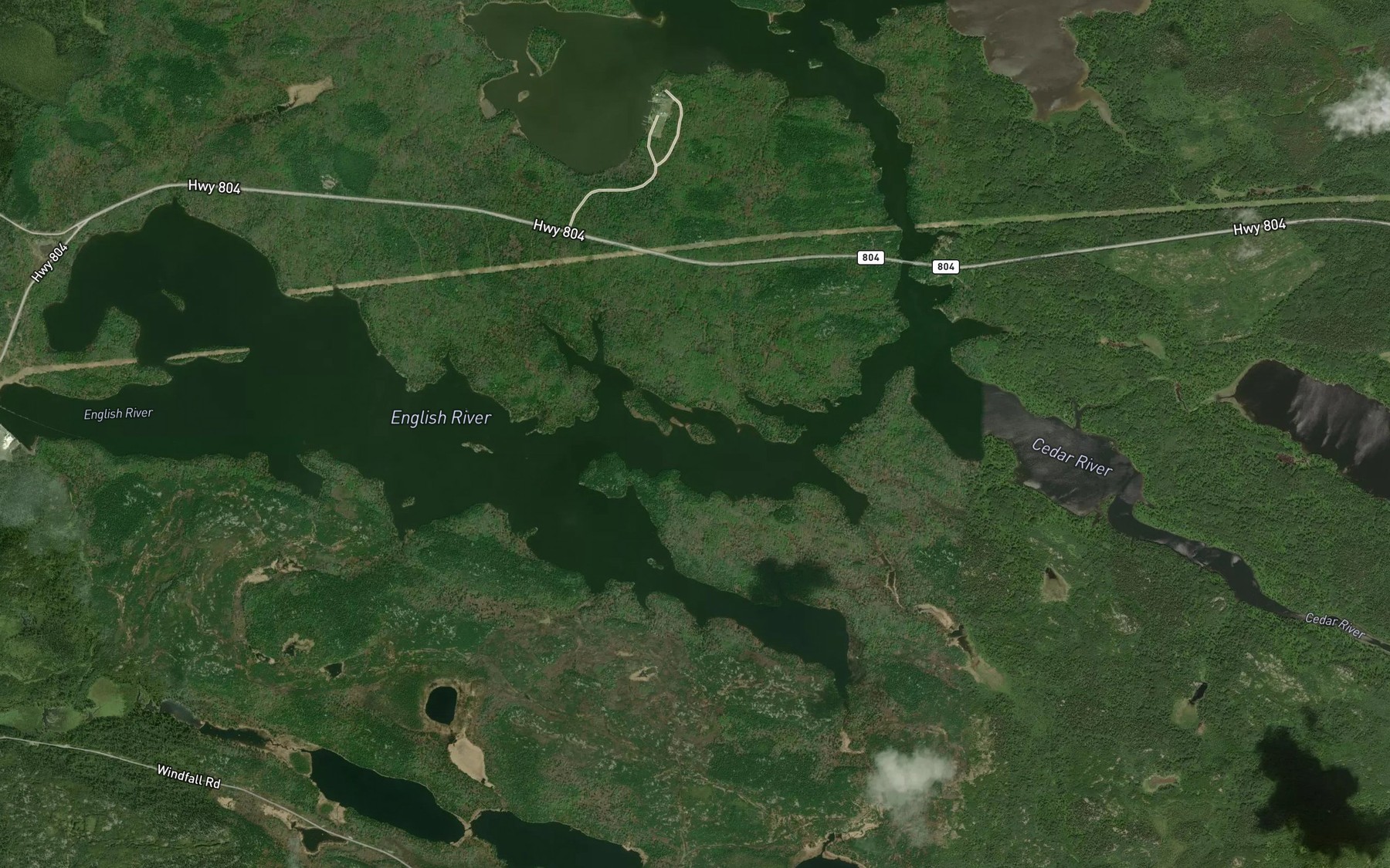 Satellite map of the Cedar River