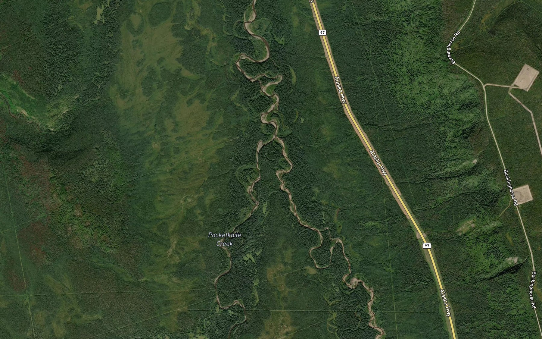 Satellite map of the Pocketknife Creek
