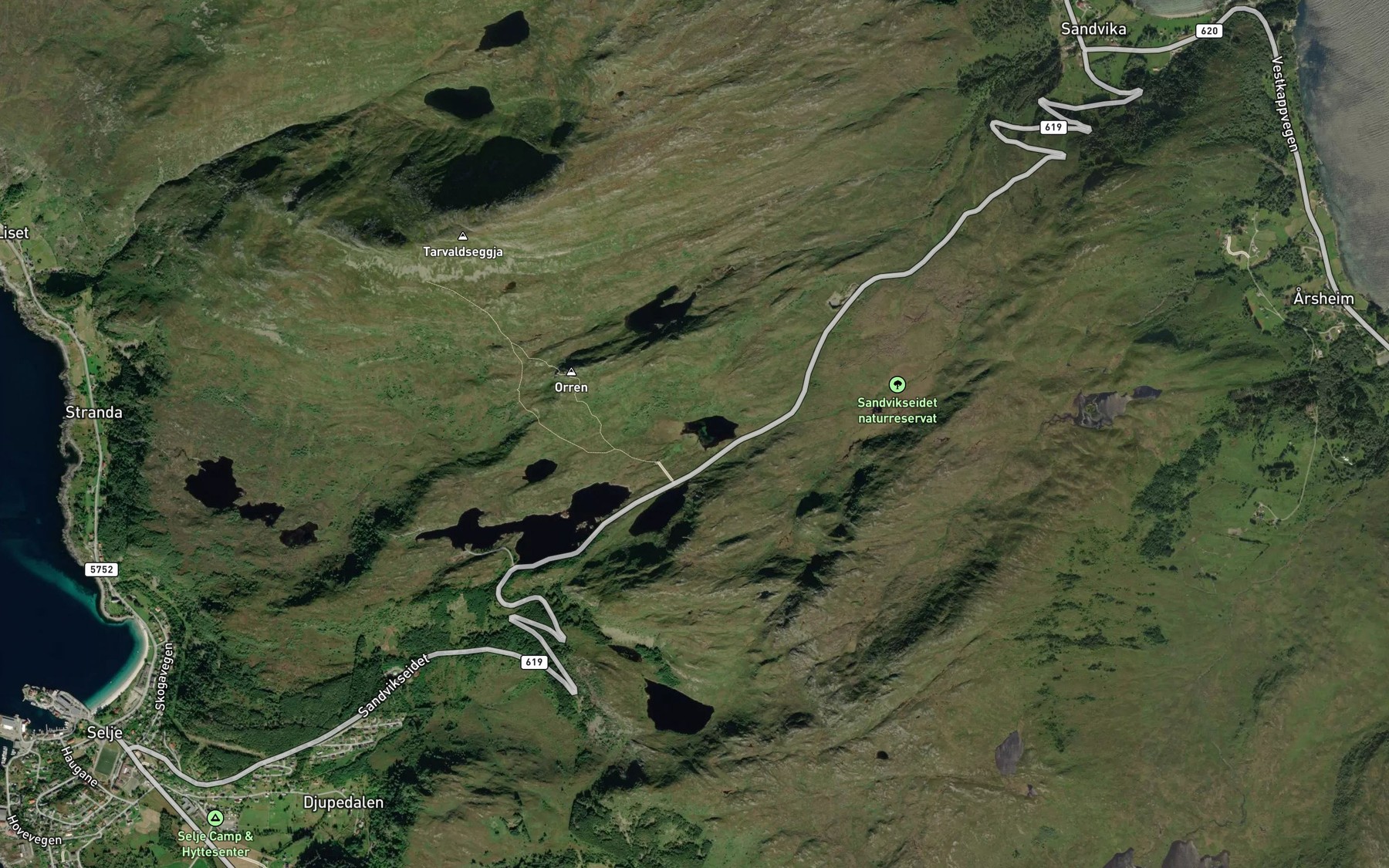 Satellite map of the Sevvatnet