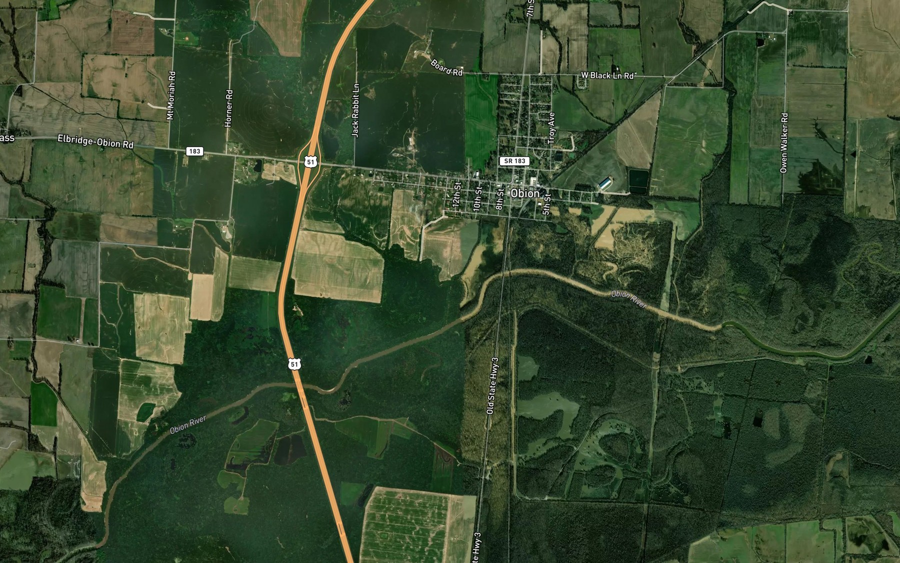 Satellite map of the Richland Creek