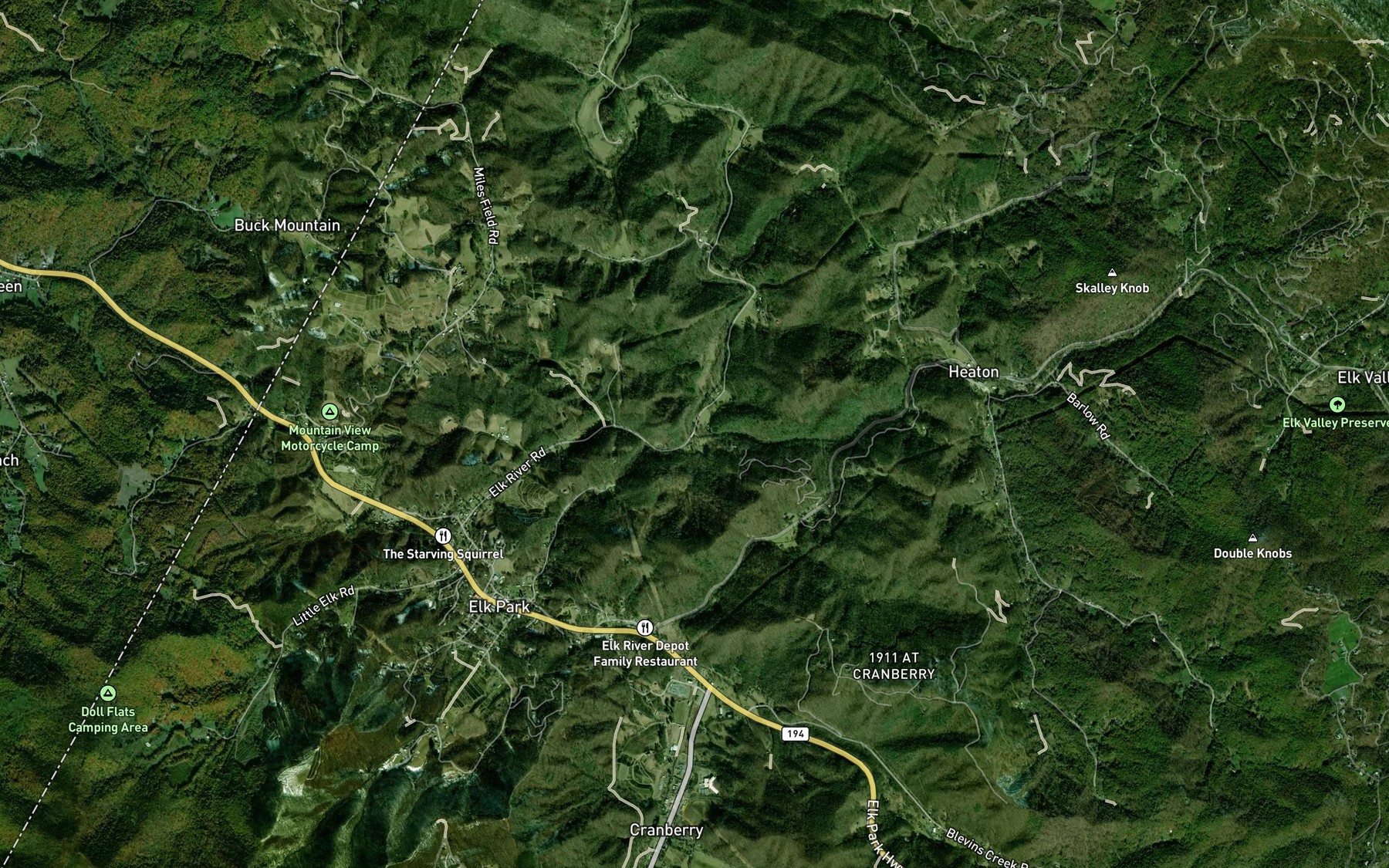 Satellite map of the Little Elk Creek