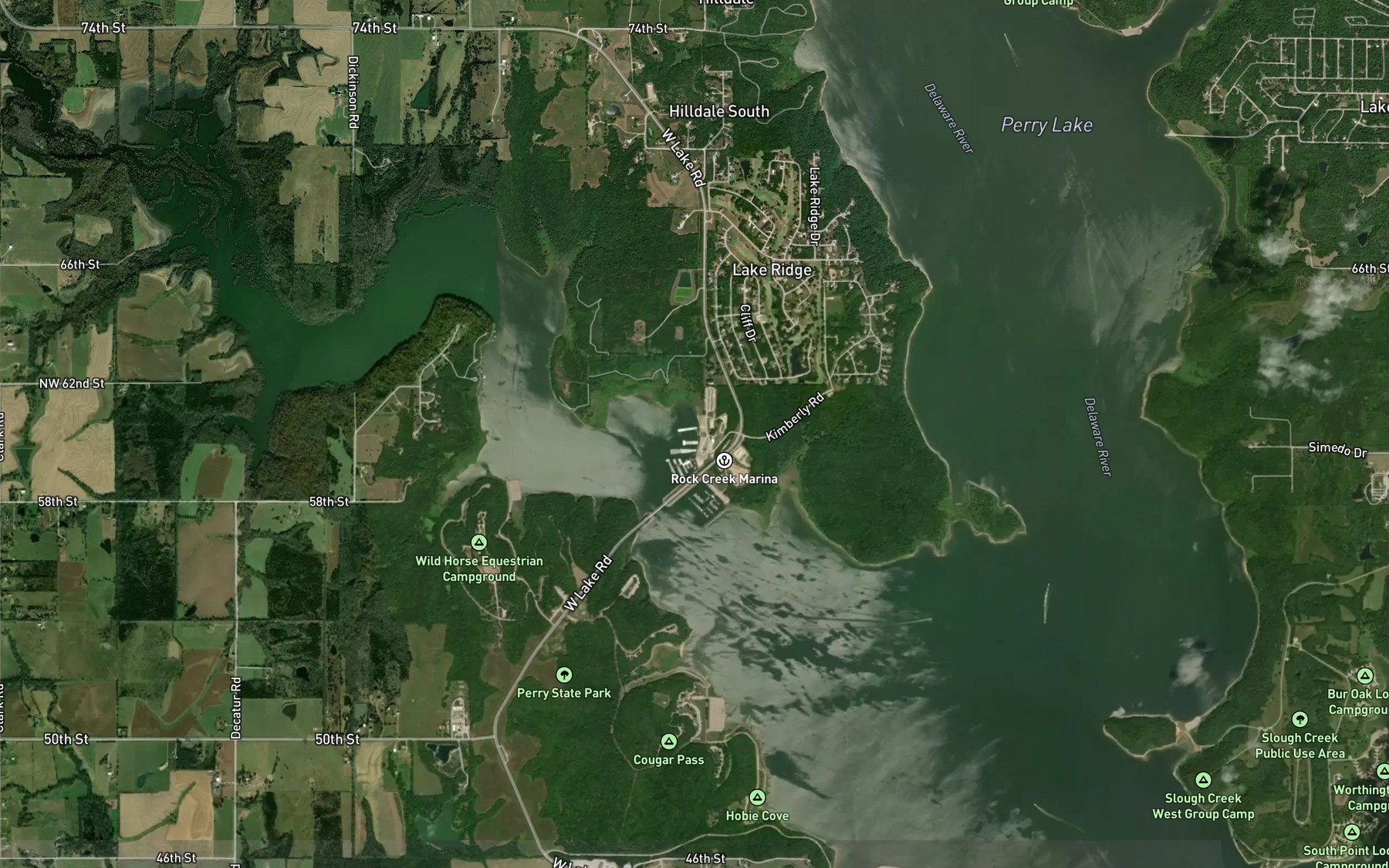 Satellite map of the Rock Creek Marina