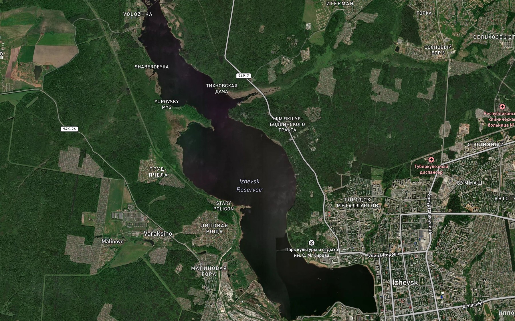 Satellite map of the Izhevskiy Prud