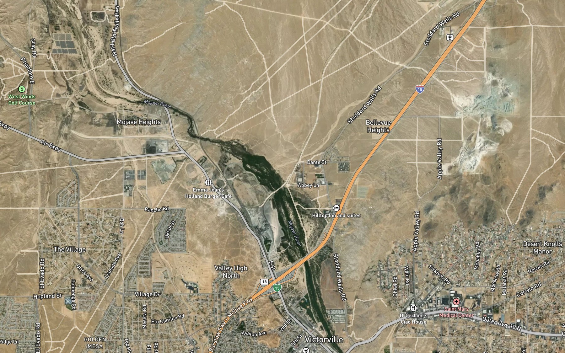 Satellite map of the Bell Mountain Wash