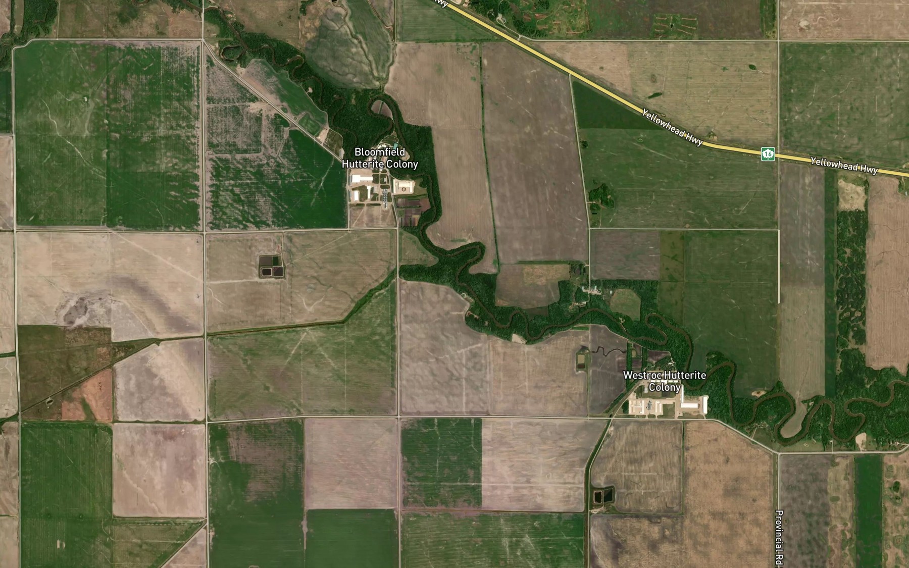 Satellite map of the Squirrel Creek
