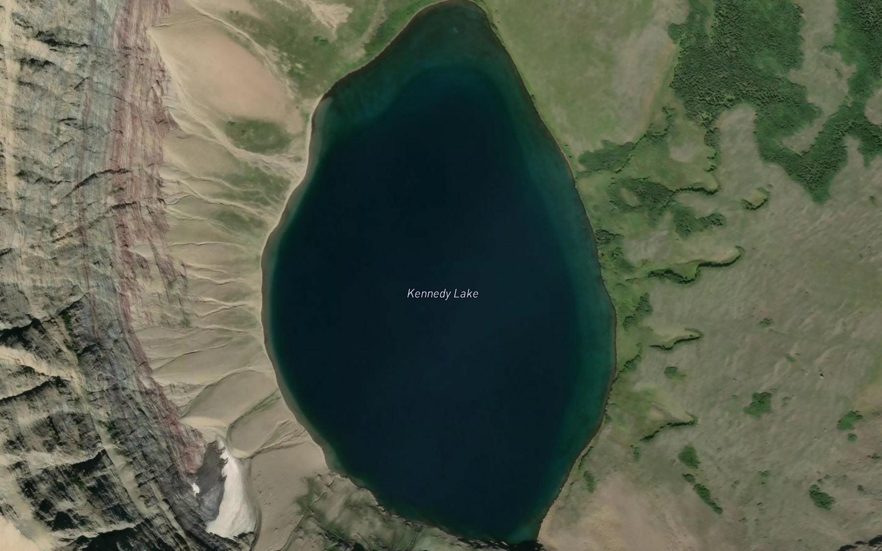 Satellite map of the Kennedy Lake
