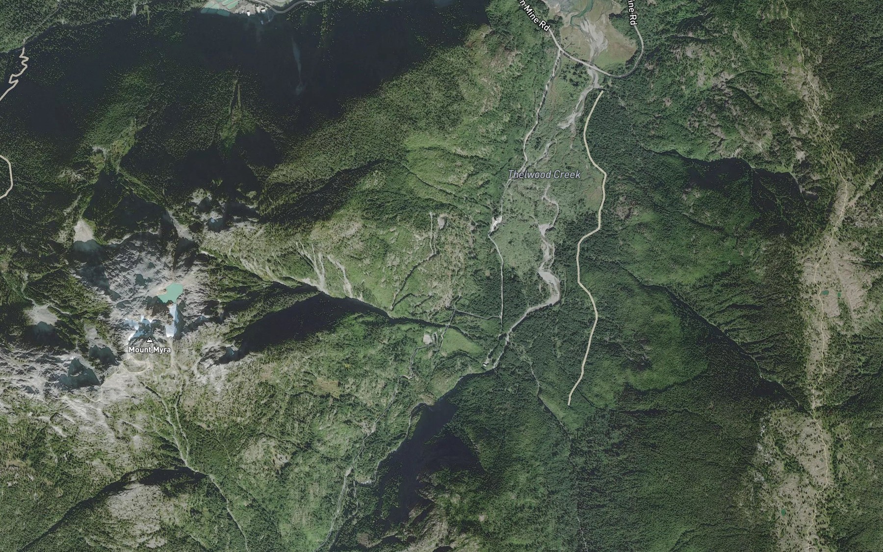 Satellite map of the Price Creek