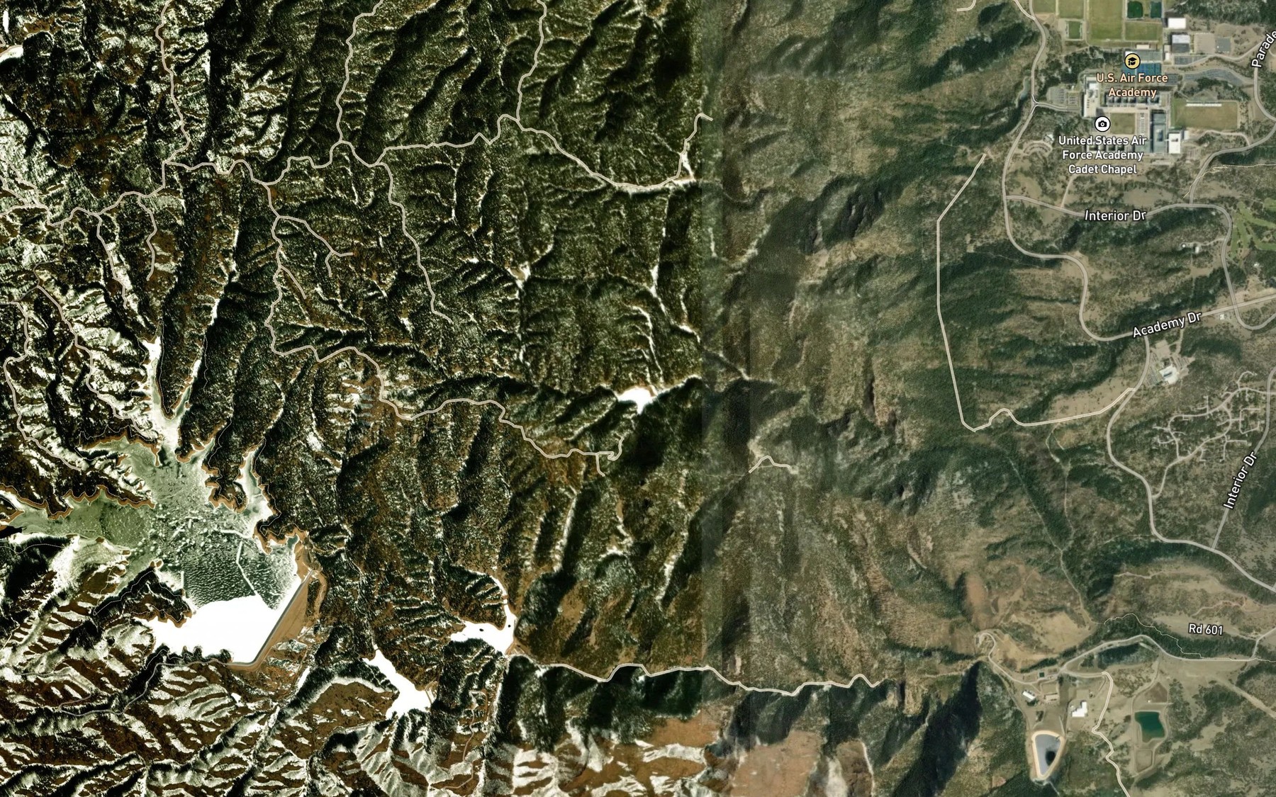 Satellite map of the Stanley Reservoir