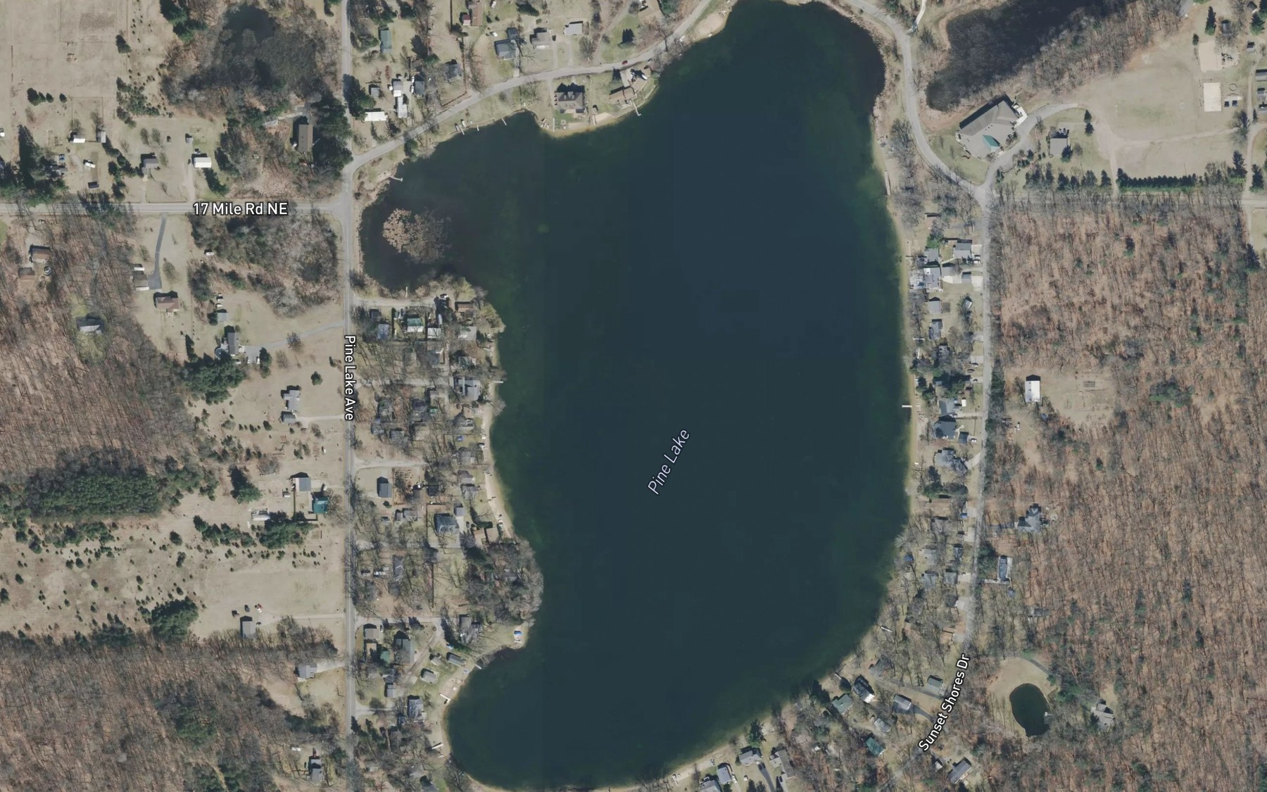 Satellite map of the Pine Lake