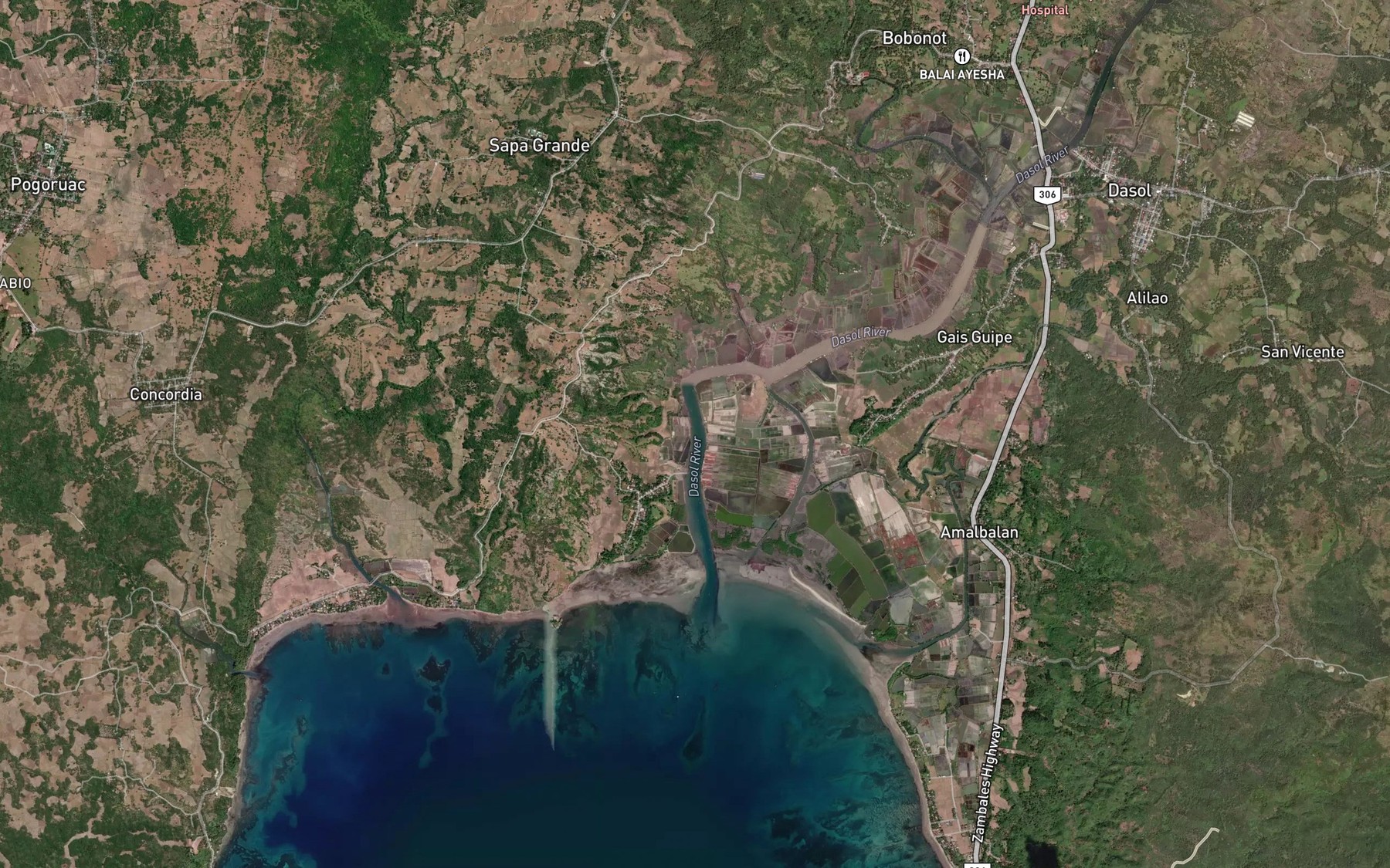 Satellite map of the Dasol River