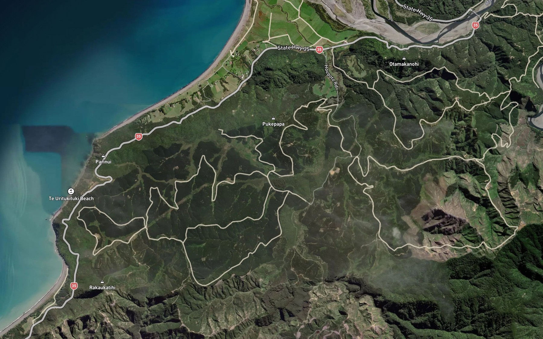 Satellite map of the Waiopoahu Stream
