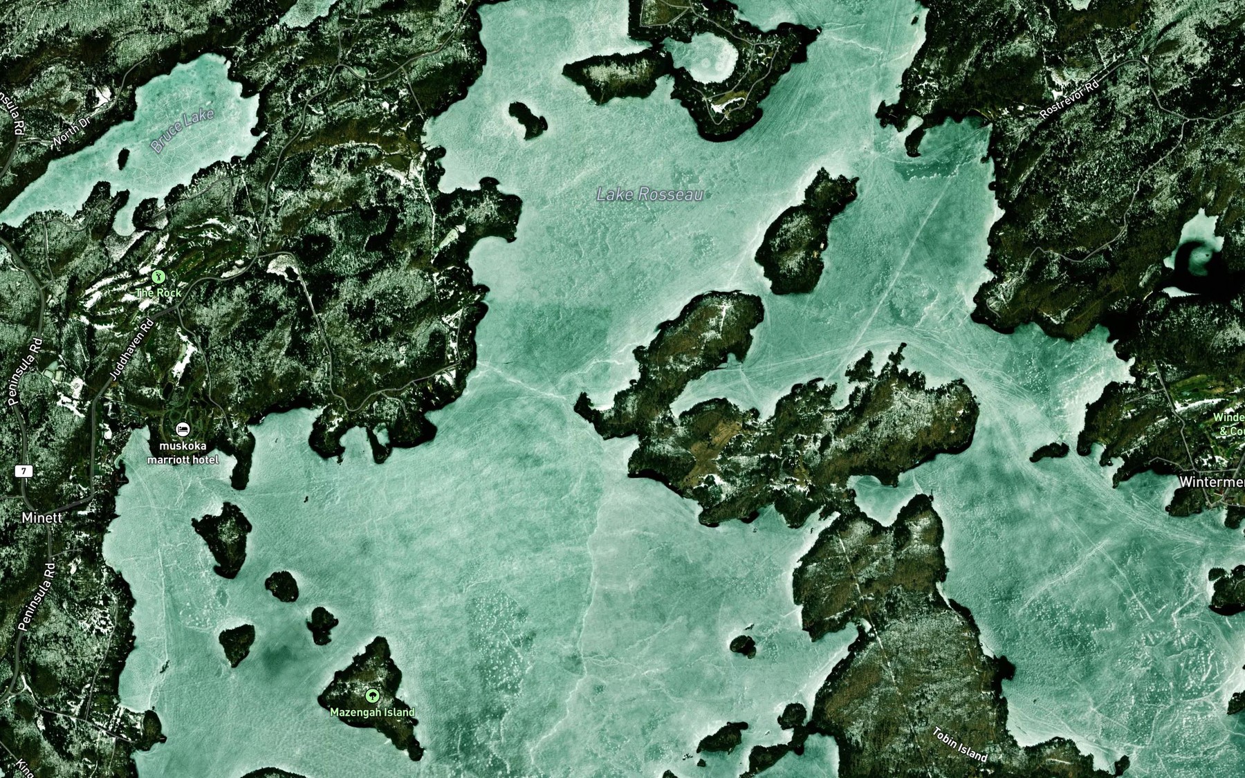 Satellite map of the Sicamous Bay